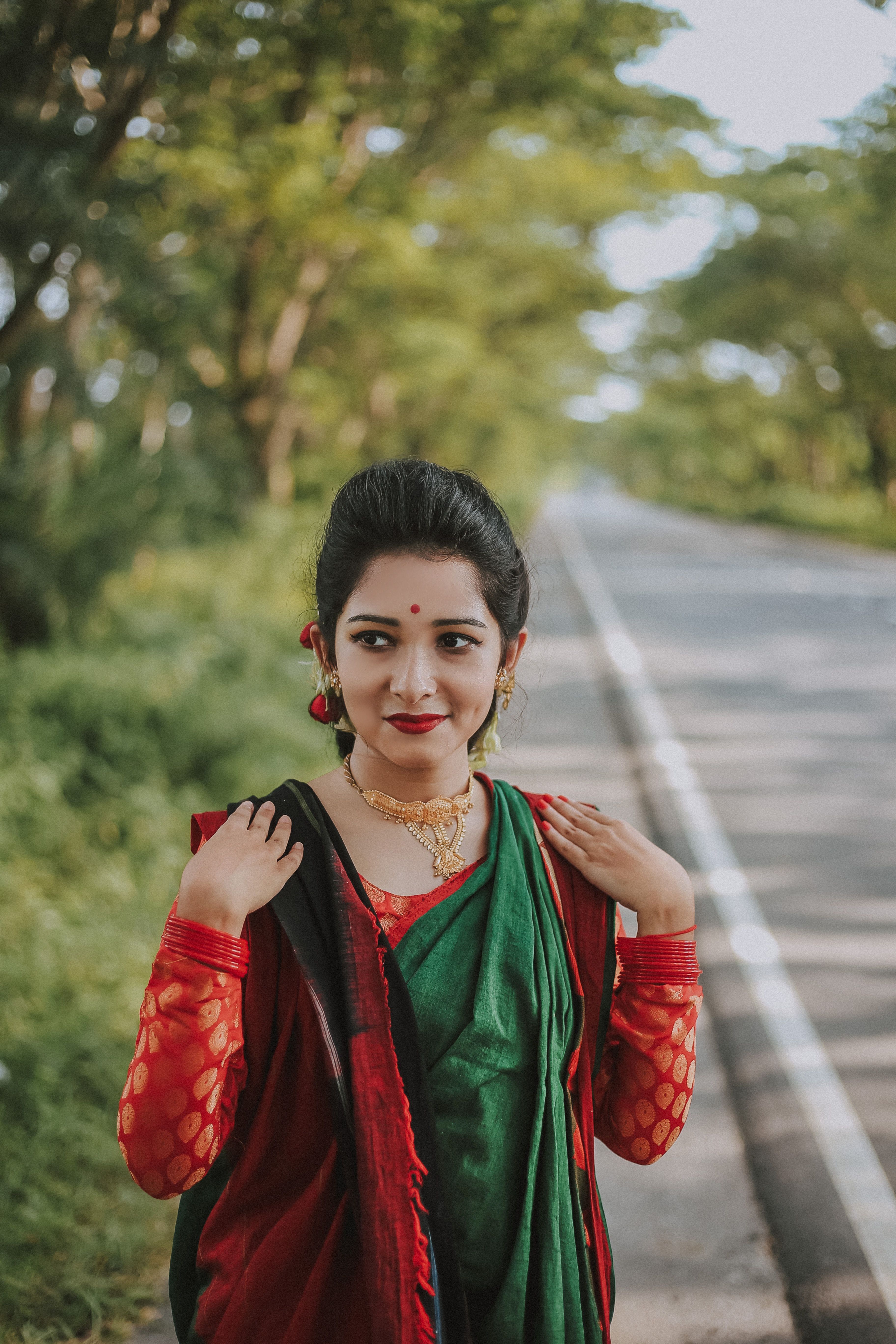 Woman in Green and Red Traditional Indian Dress · Free