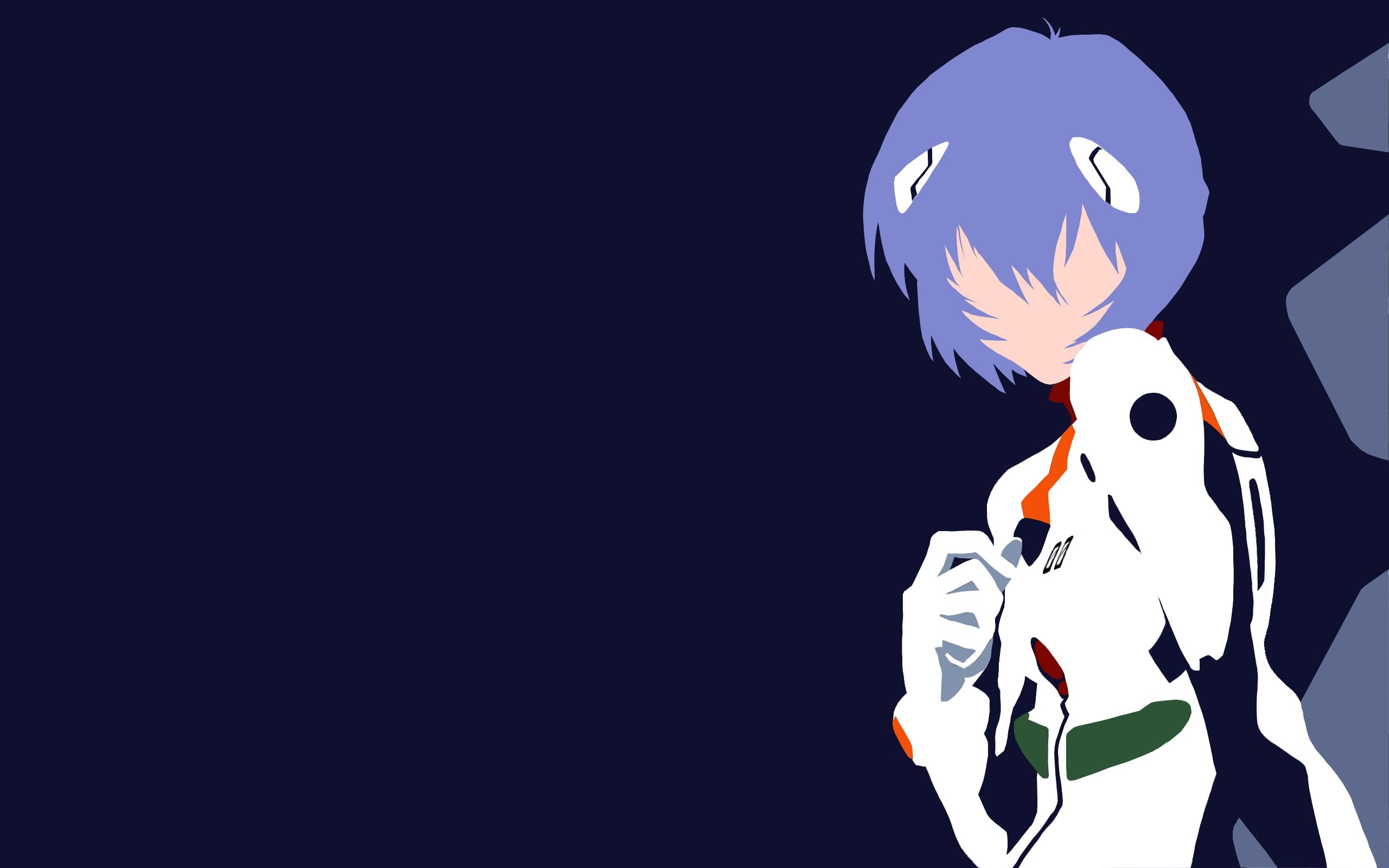 Purple haired person illustration, Ayanami Rei, minimalism, Neon Genesis Evangelion HD wallpaper