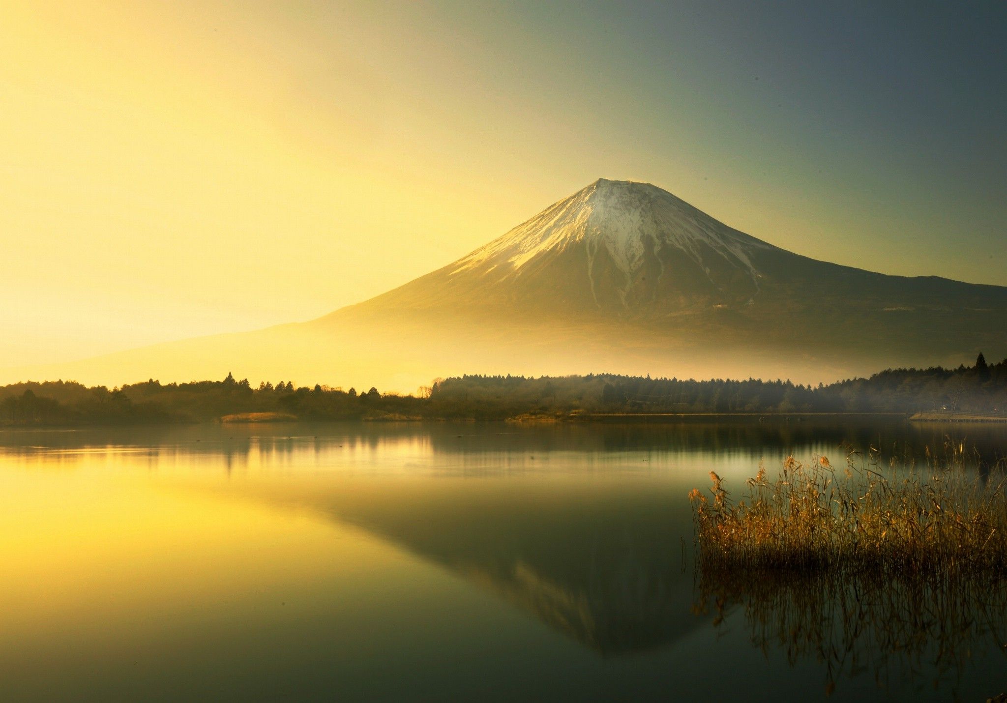 lake, Mountain, Mount Fuji, Sunrise, Landscape Wallpaper HD