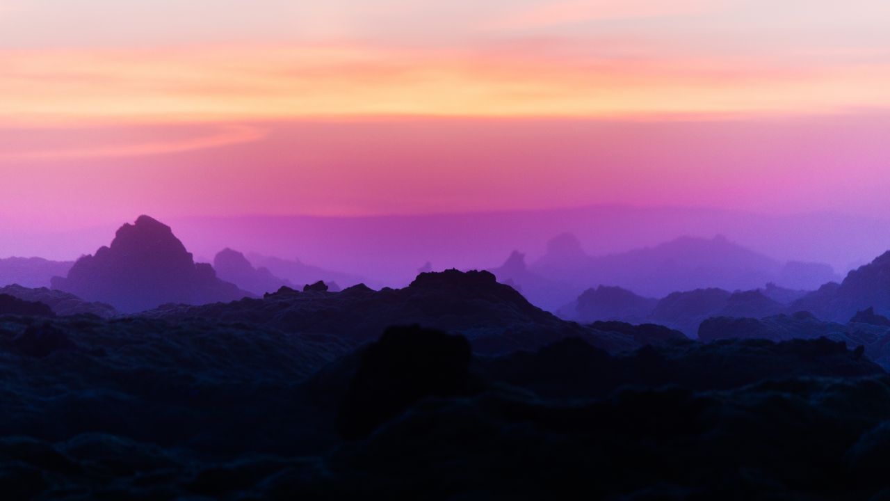 Wallpaper Sunset, Sunrise, Landscape, Purple sky, 5K, Nature