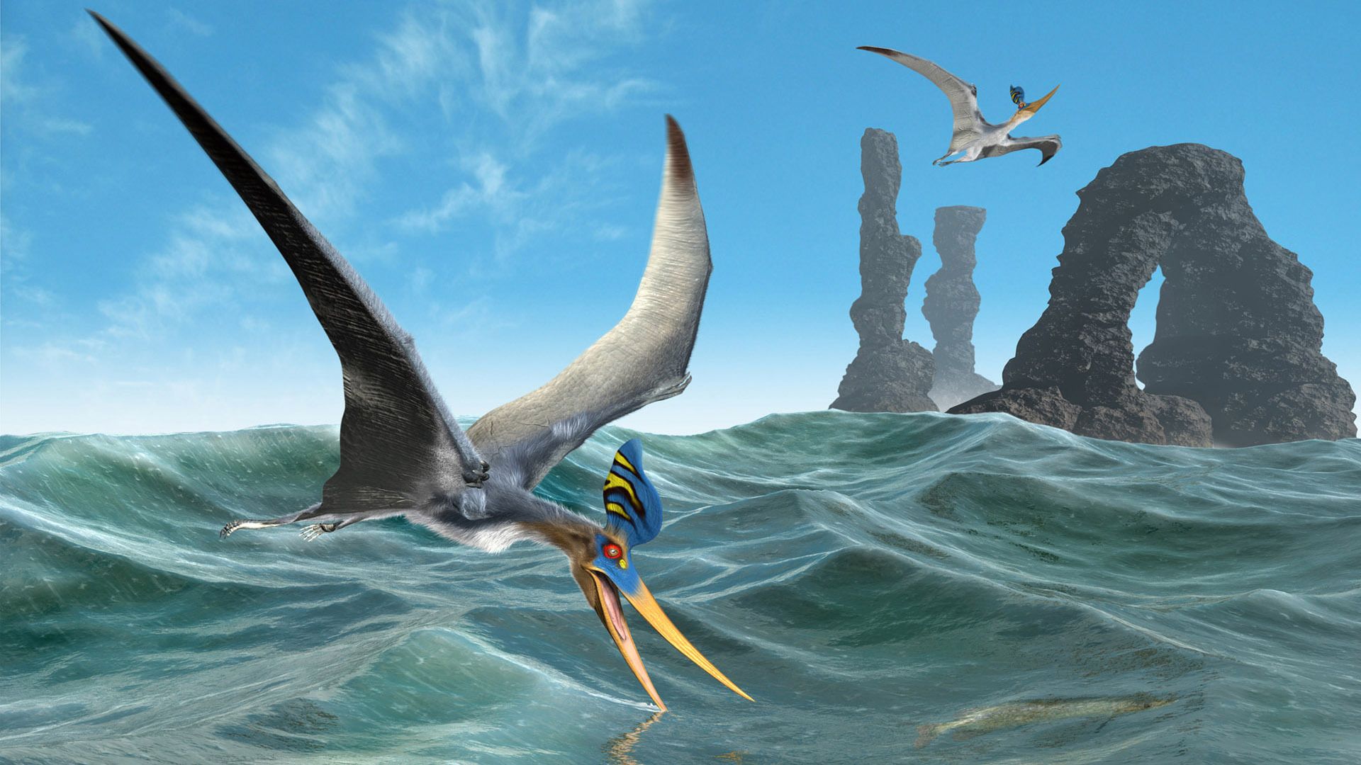 Flying over the sea dinosaurs wallpaper and image