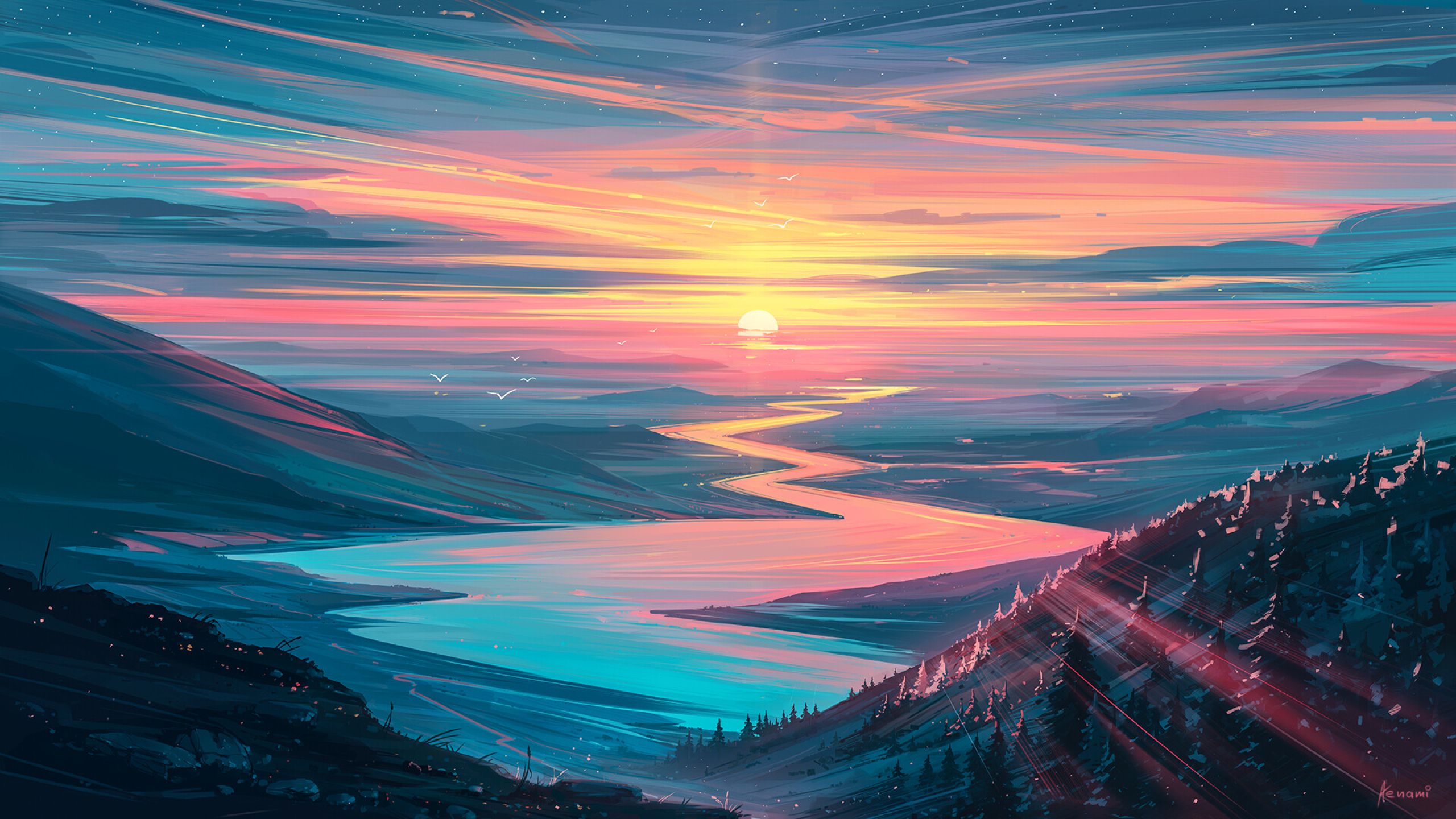 Sunrise Landscape 1440P Resolution Wallpaper, HD Artist