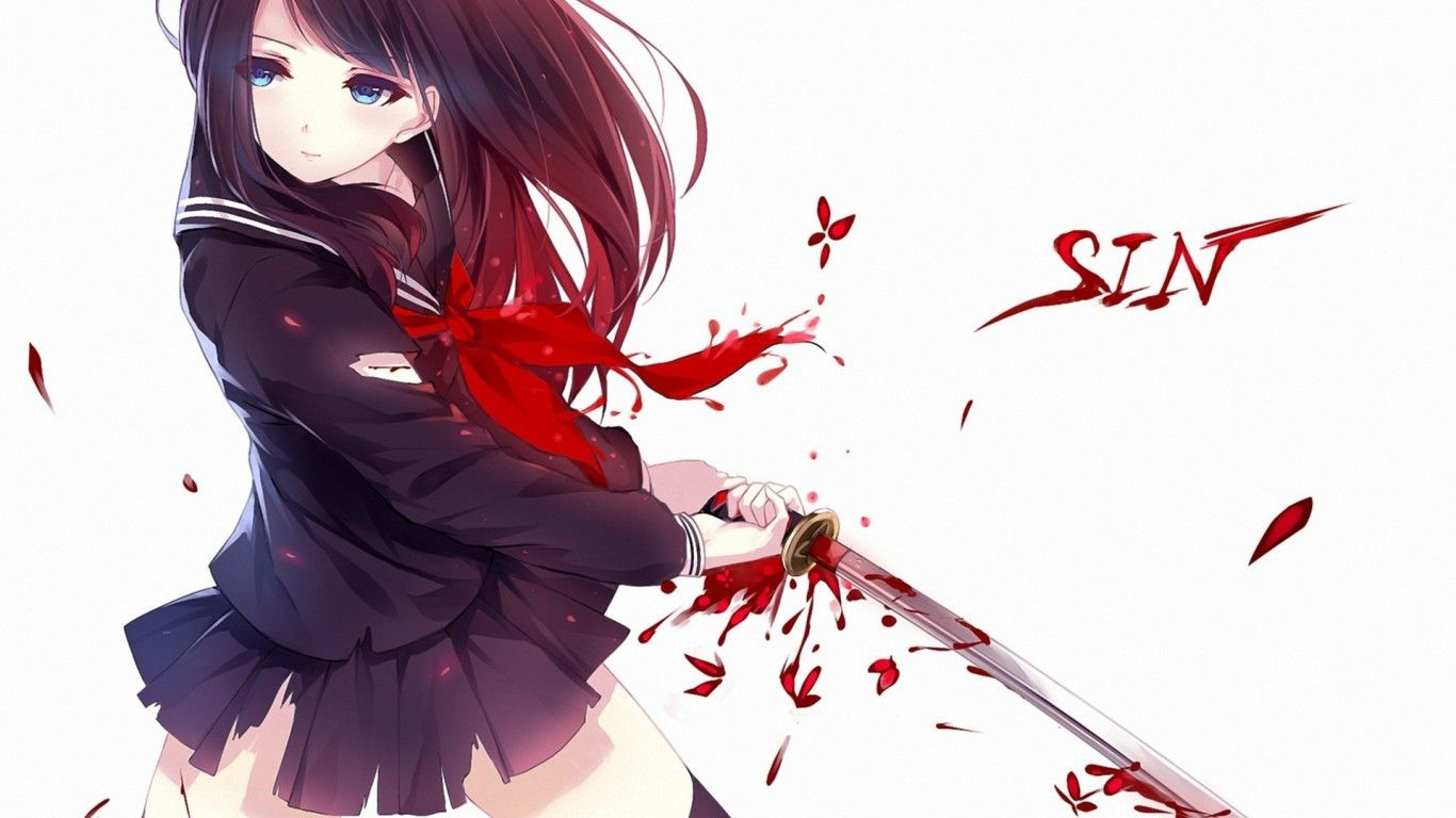  Bloody Anime  Girl Desktop Wallpapers Wallpaper Cave