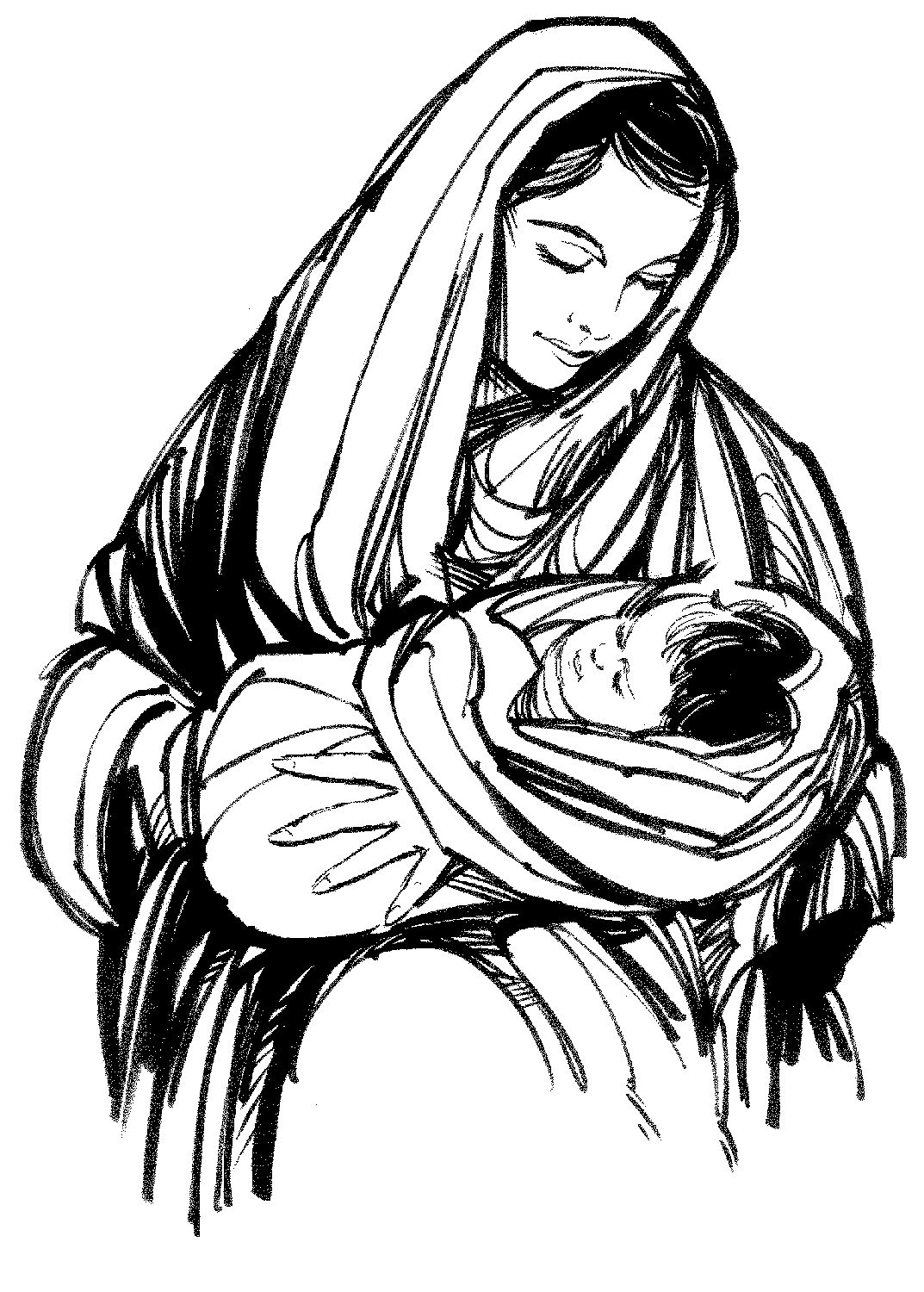 Дева Марии с ребёнком эскиз