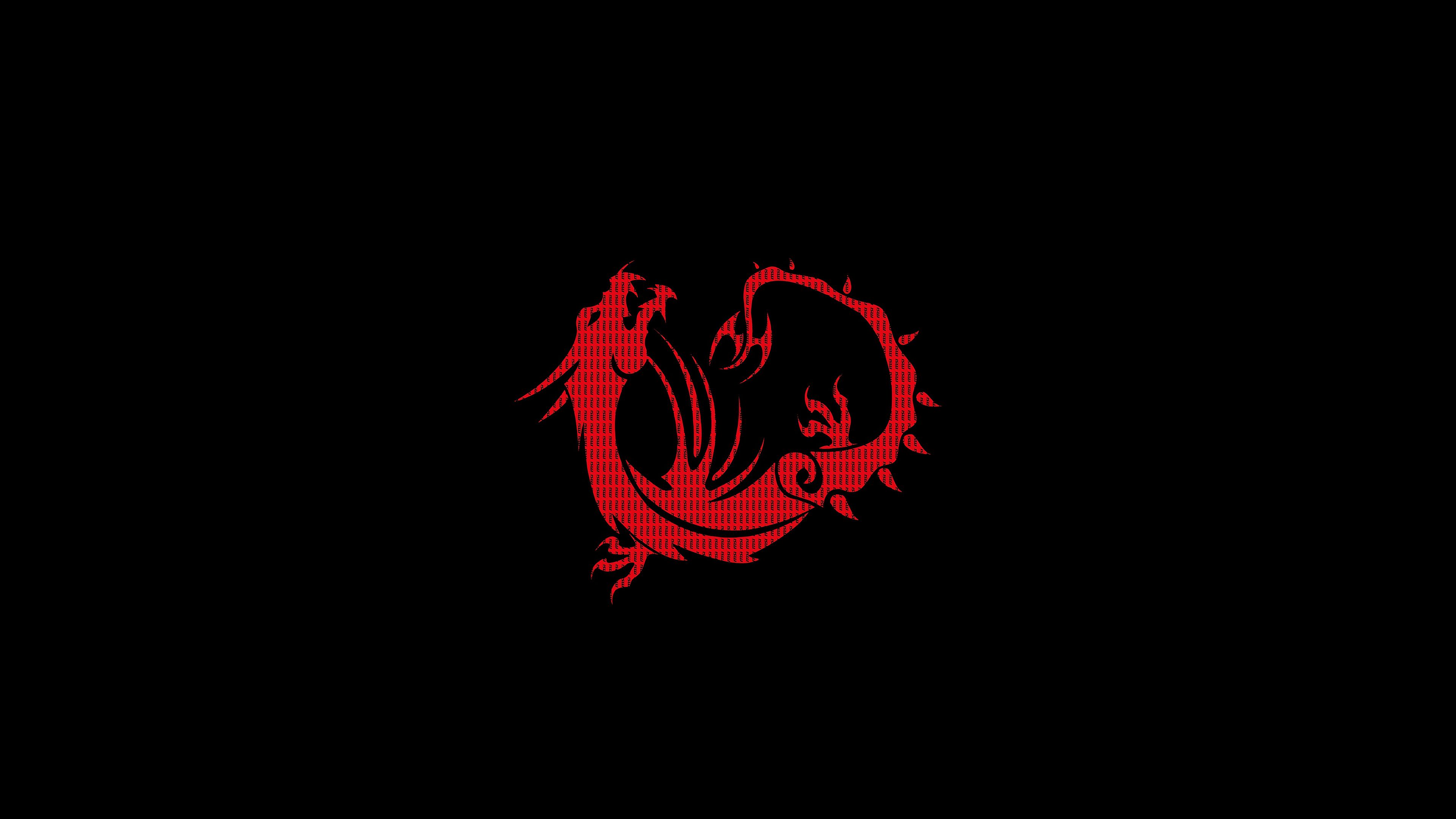 Red Dragon Black Minimal 4k .hdqwalls.com
