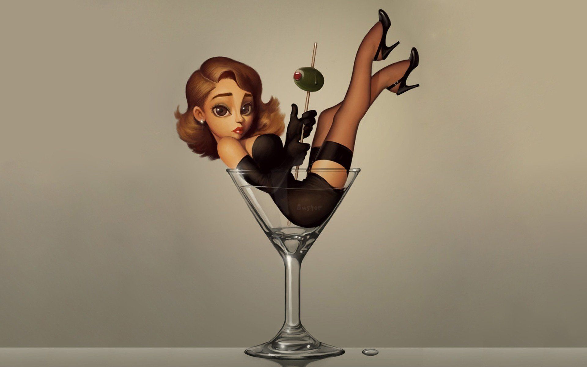Thumbelina Alcohol babe legs drink cartoon wallpaper