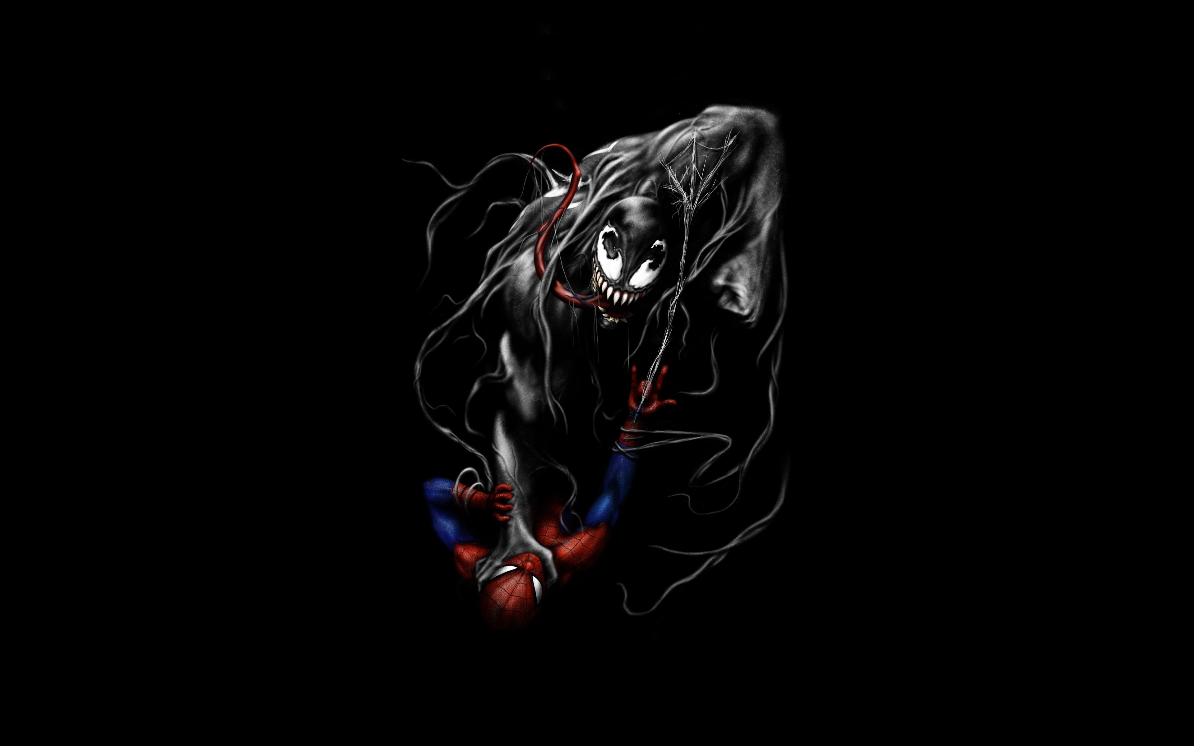 Download 3840x2400 Wallpaper Venom And Spider Man, Fight, Black