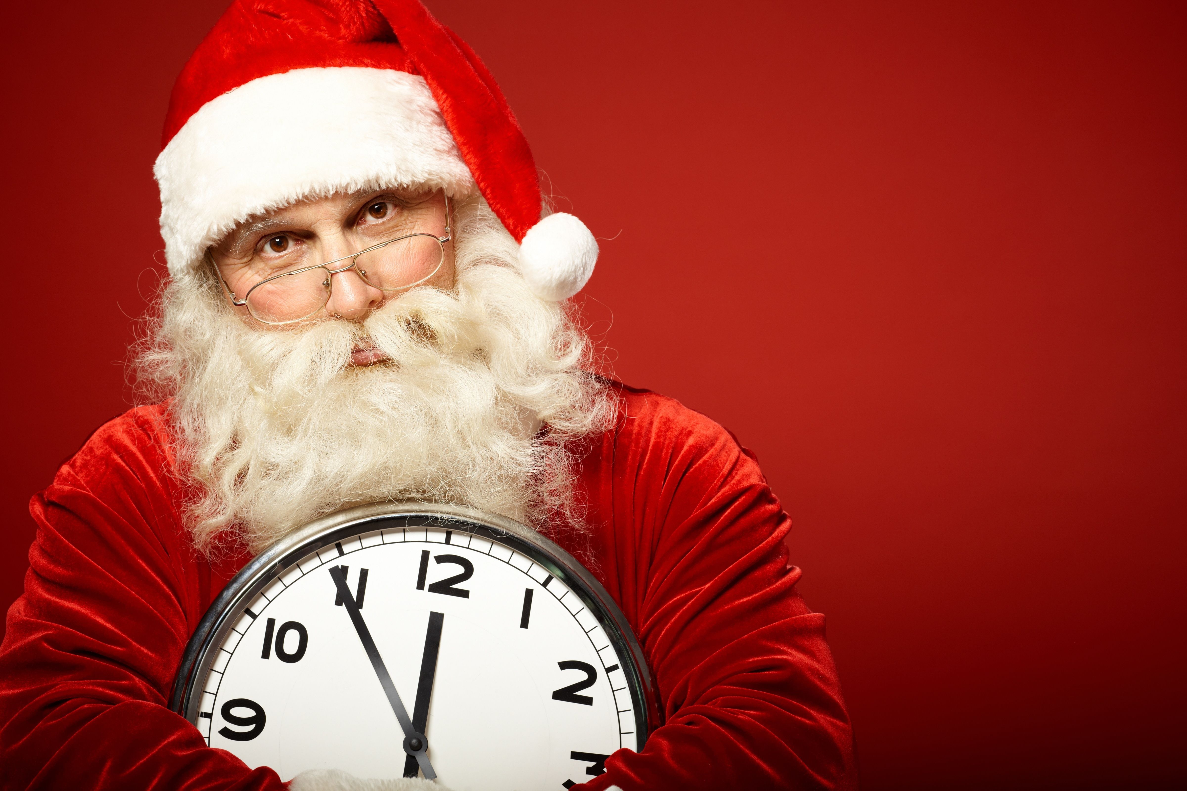 New Year, glasses, watch, beard, Santa Claus wallpaper