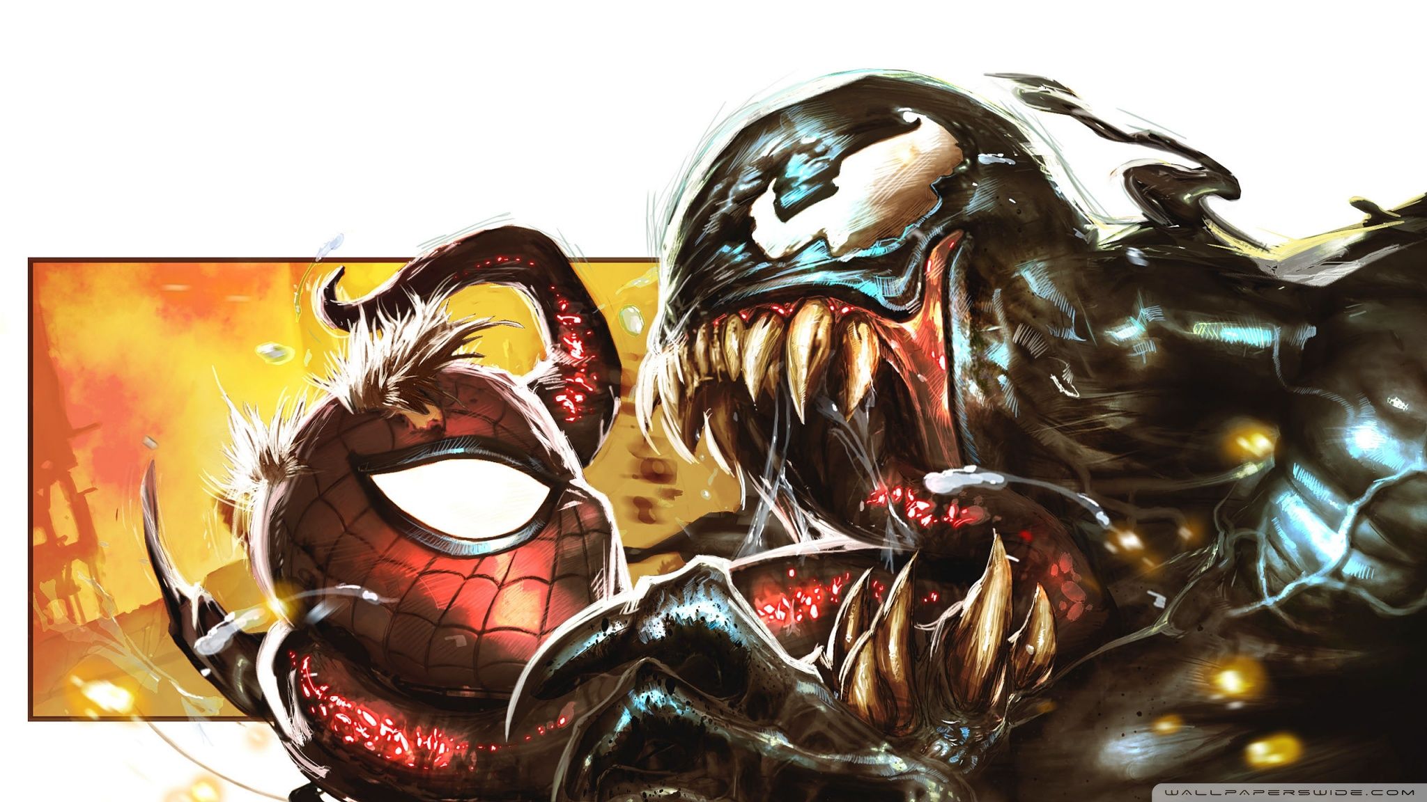 Venom Spiderman Drawing Ultra HD Desktop Background Wallpaper