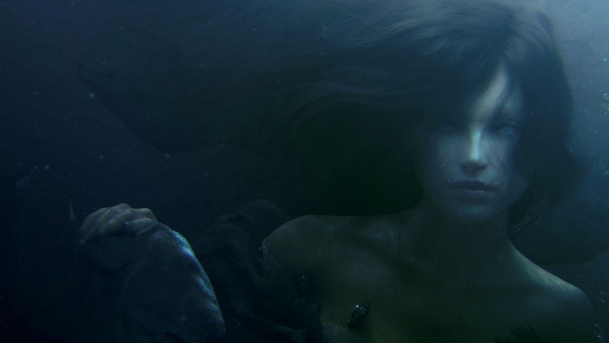Fantasy art underwater dark mermaids wallpaperx1080