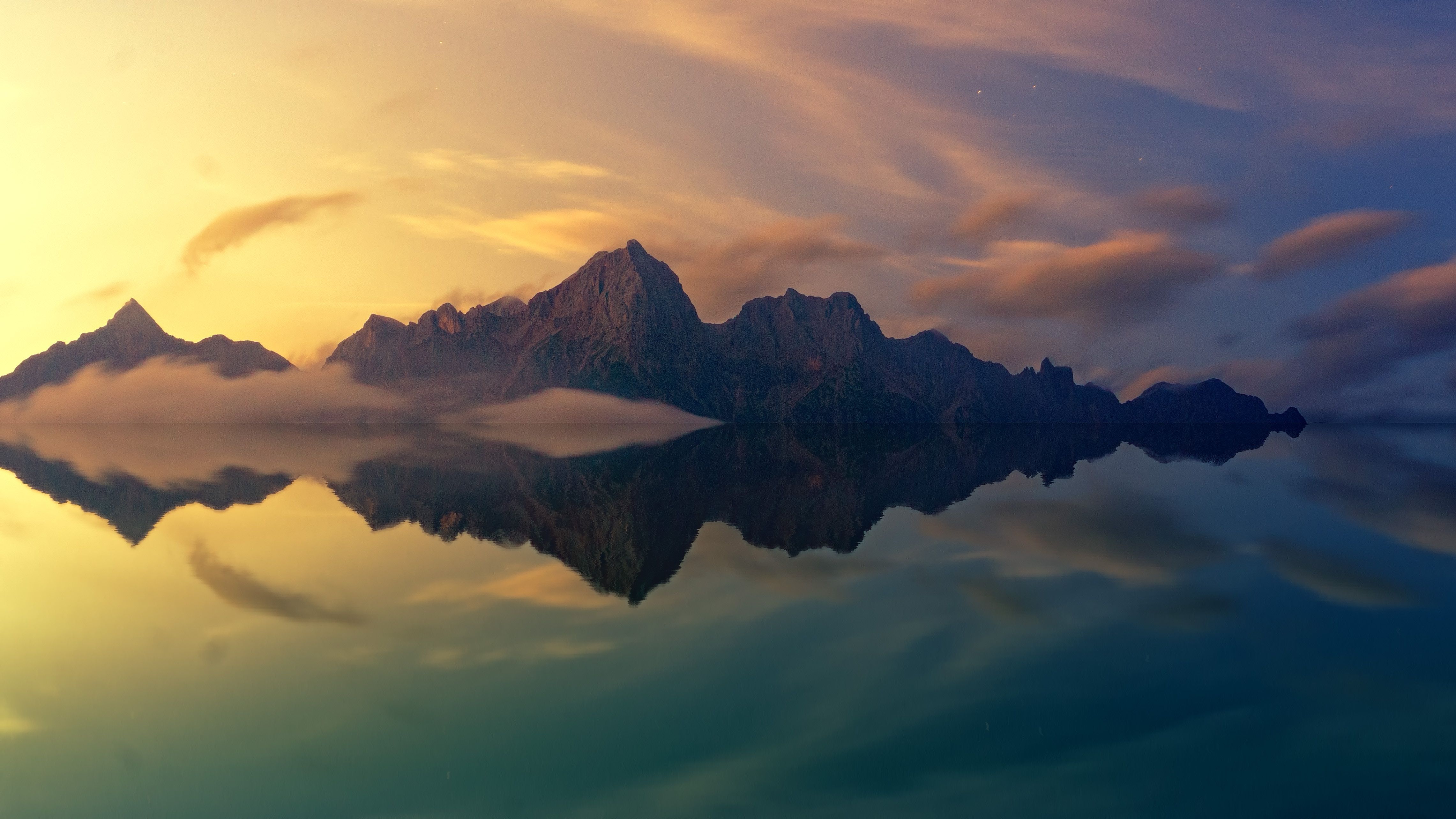4563x2567 #peak, #calm, #sun, #mountain, #symmetrical