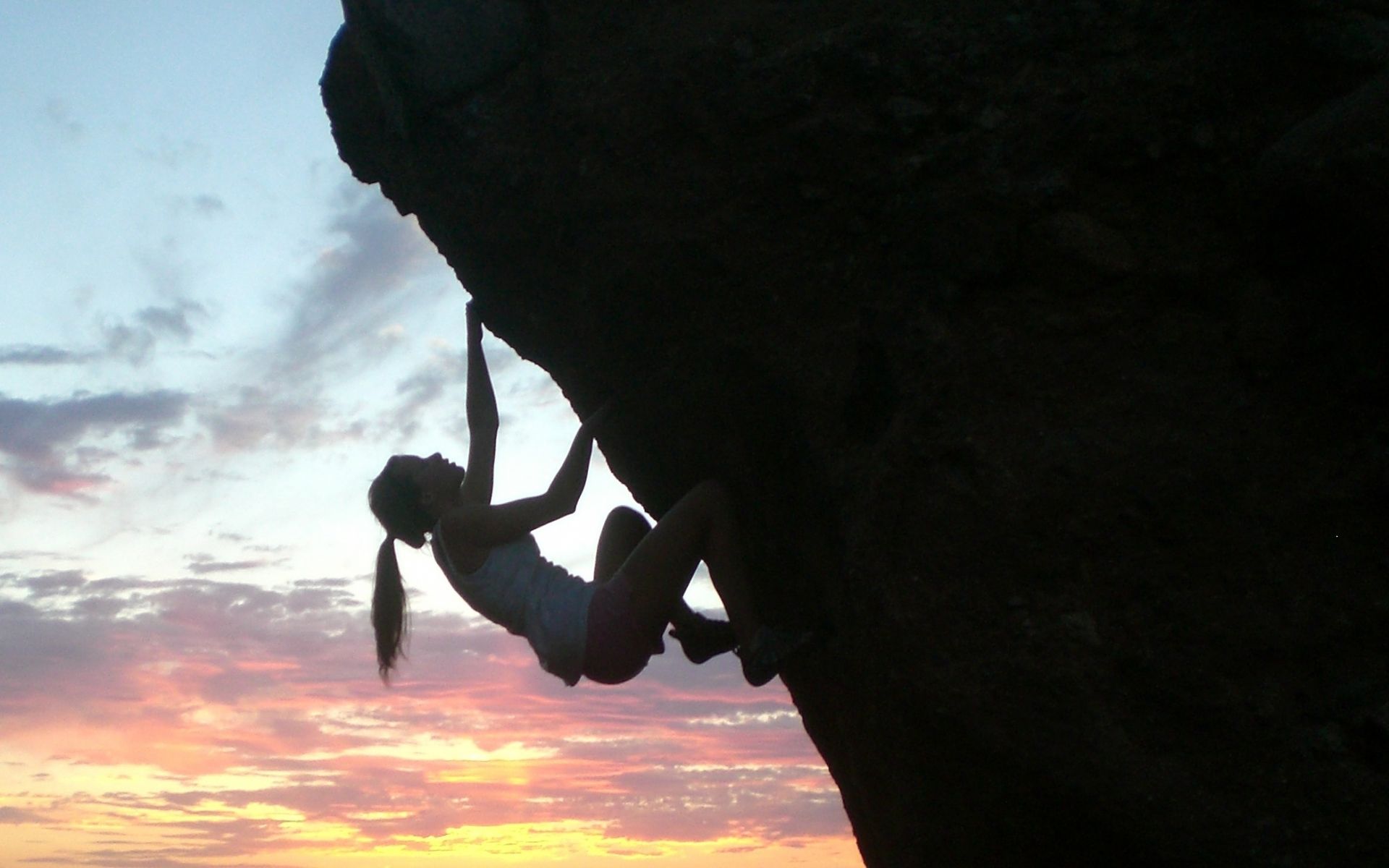 Climbing sunset sky extreme women wallpaperx1200