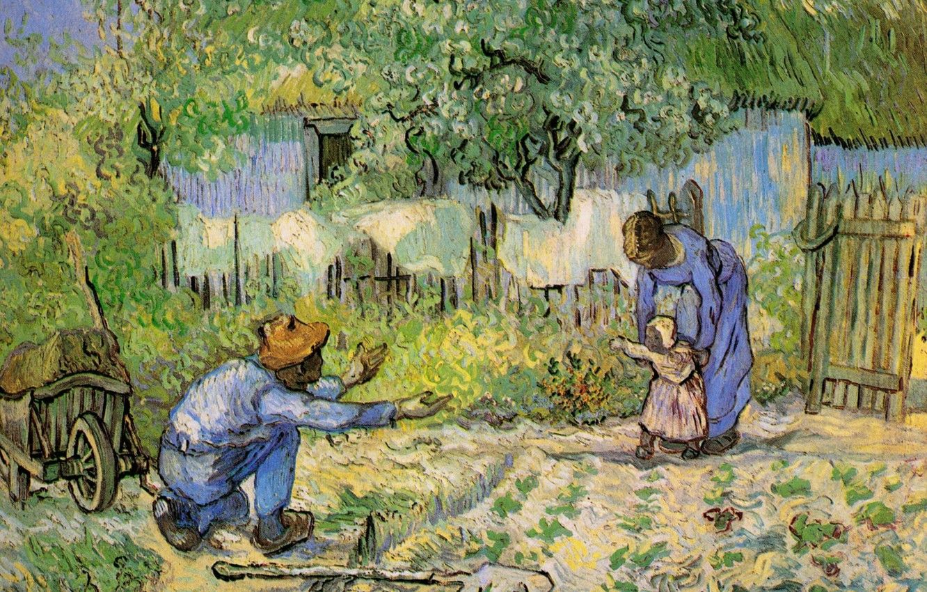 Wallpaper after Millet, daughter, shovel, Vincent van Gogh, return