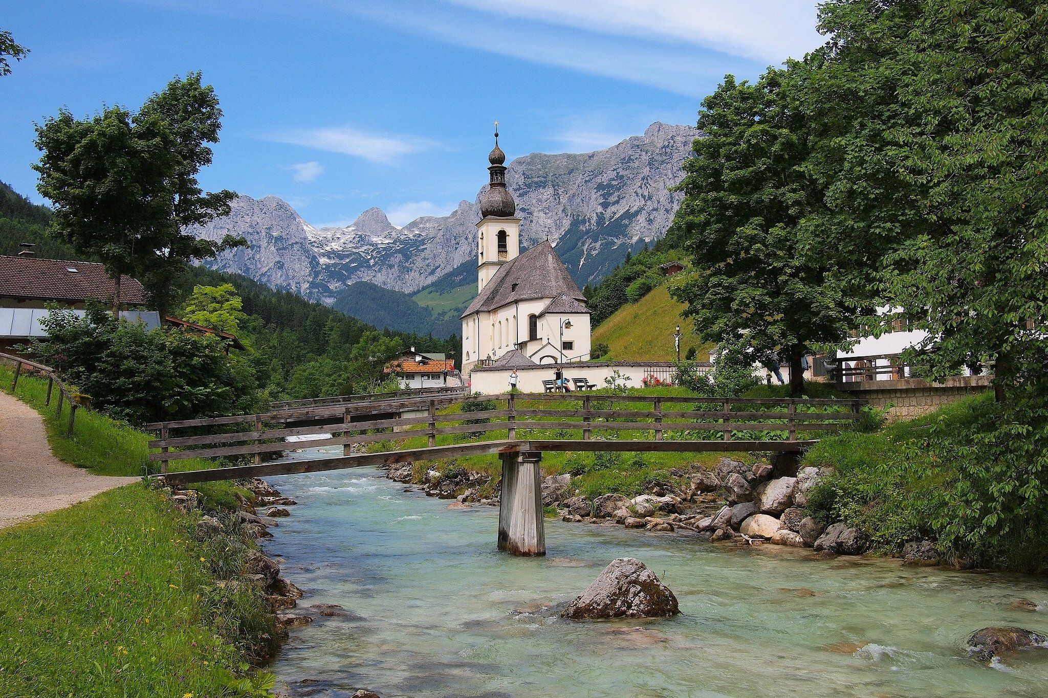 Germany Rivers Bridges Mountains Temples Bavaria Alps St Sebastian