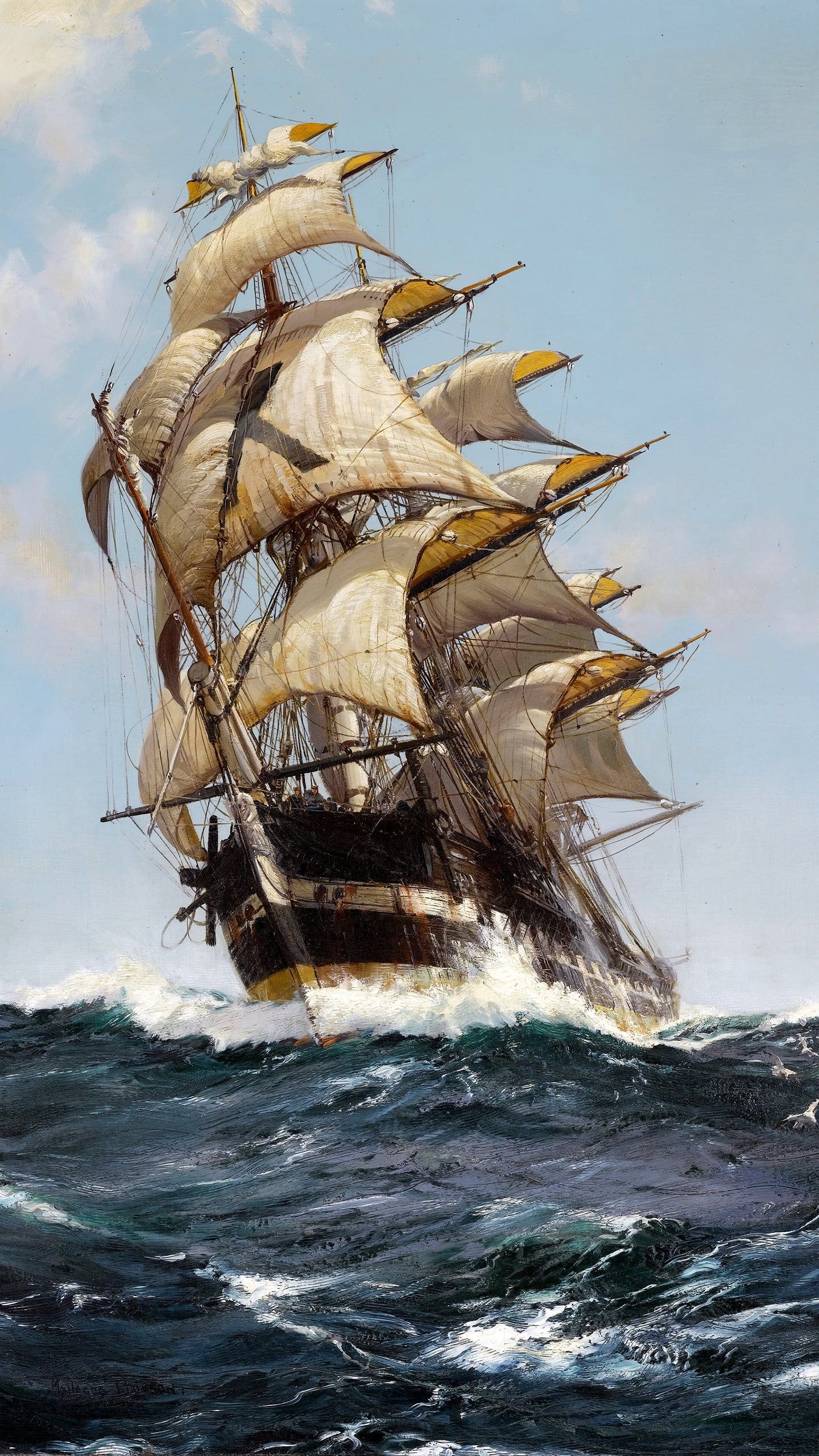 Brown and beige sail boat illustration, artwork, classic art