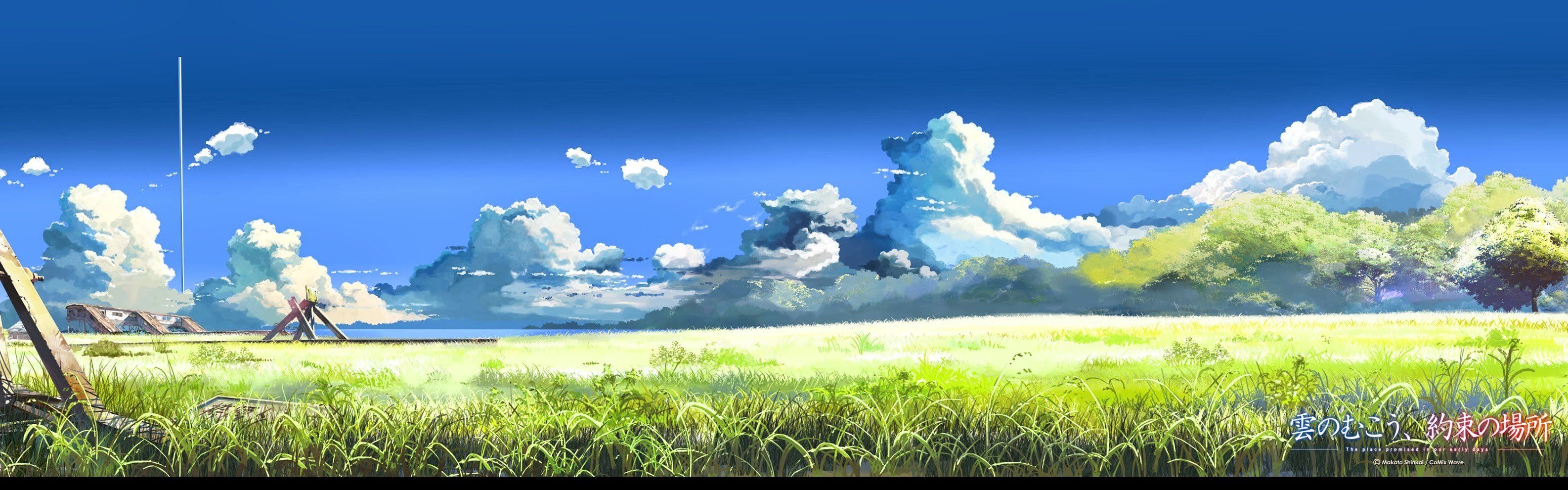 Centimeters Per Second, Makoto Shinkai, Field, Clouds HD