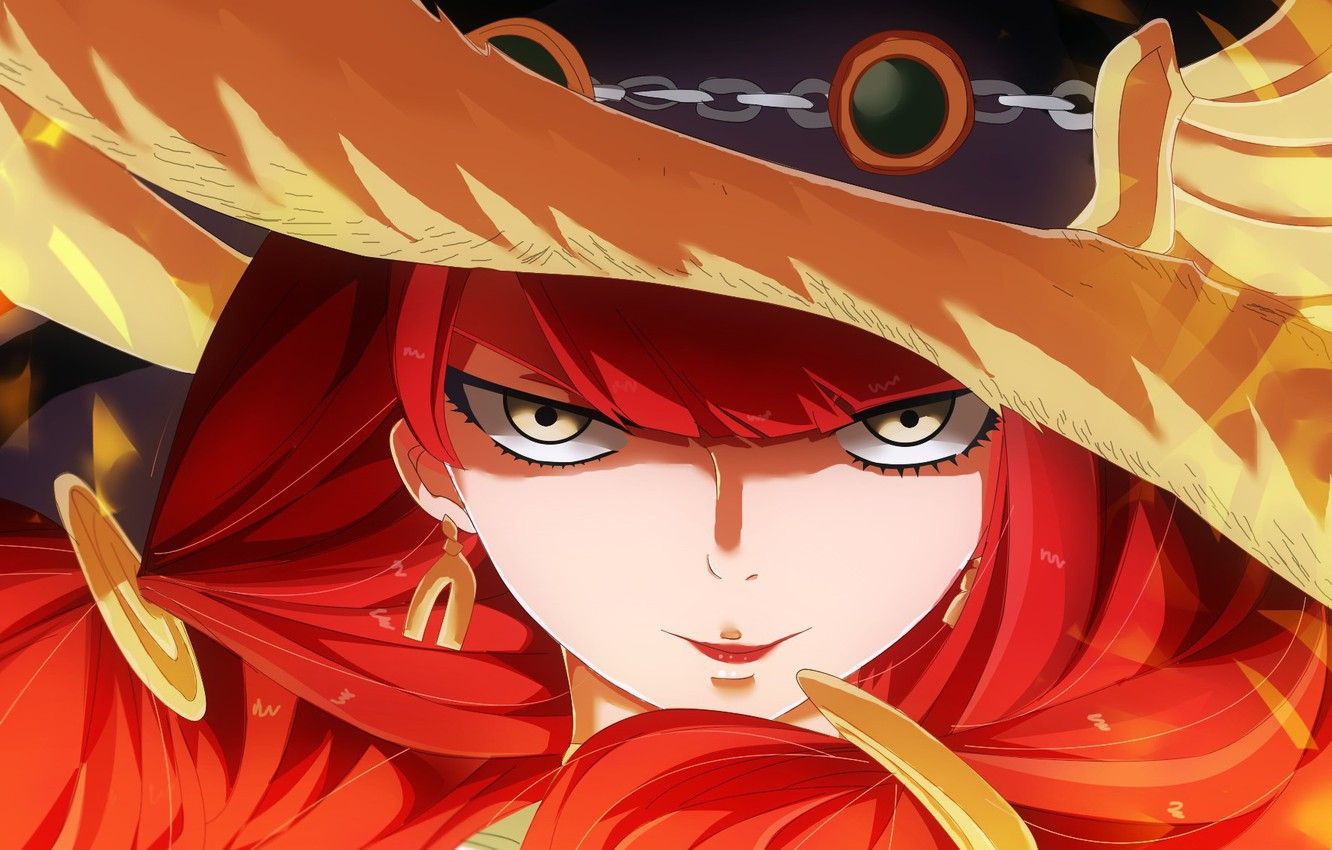 Wallpaper wallpaper, fire, flame, game, red hair, hat, anime