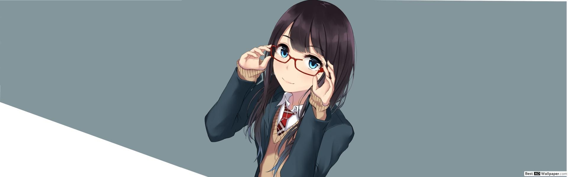 Anime Girl with Glasses HD wallpaper download