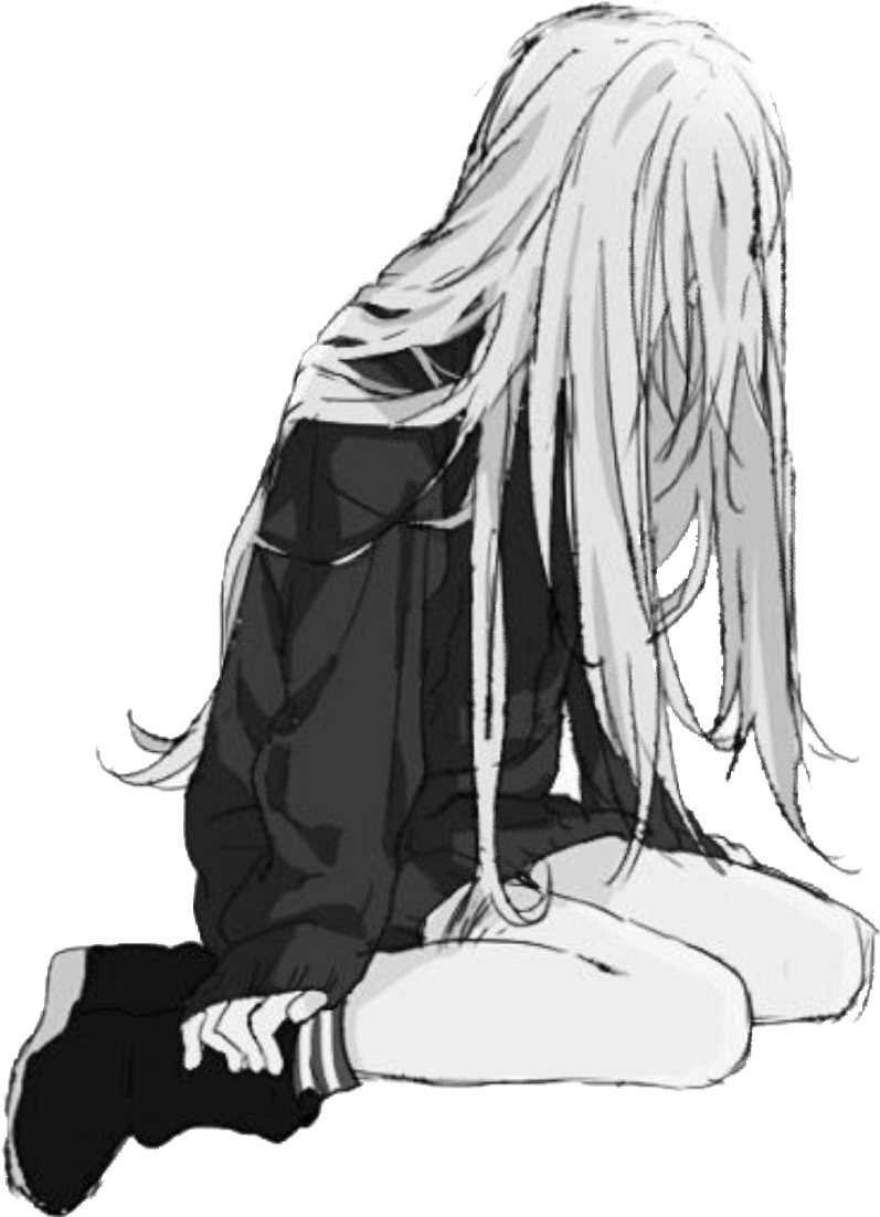 Black And White Anime Girl Sad Wallpapers Wallpaper Cave