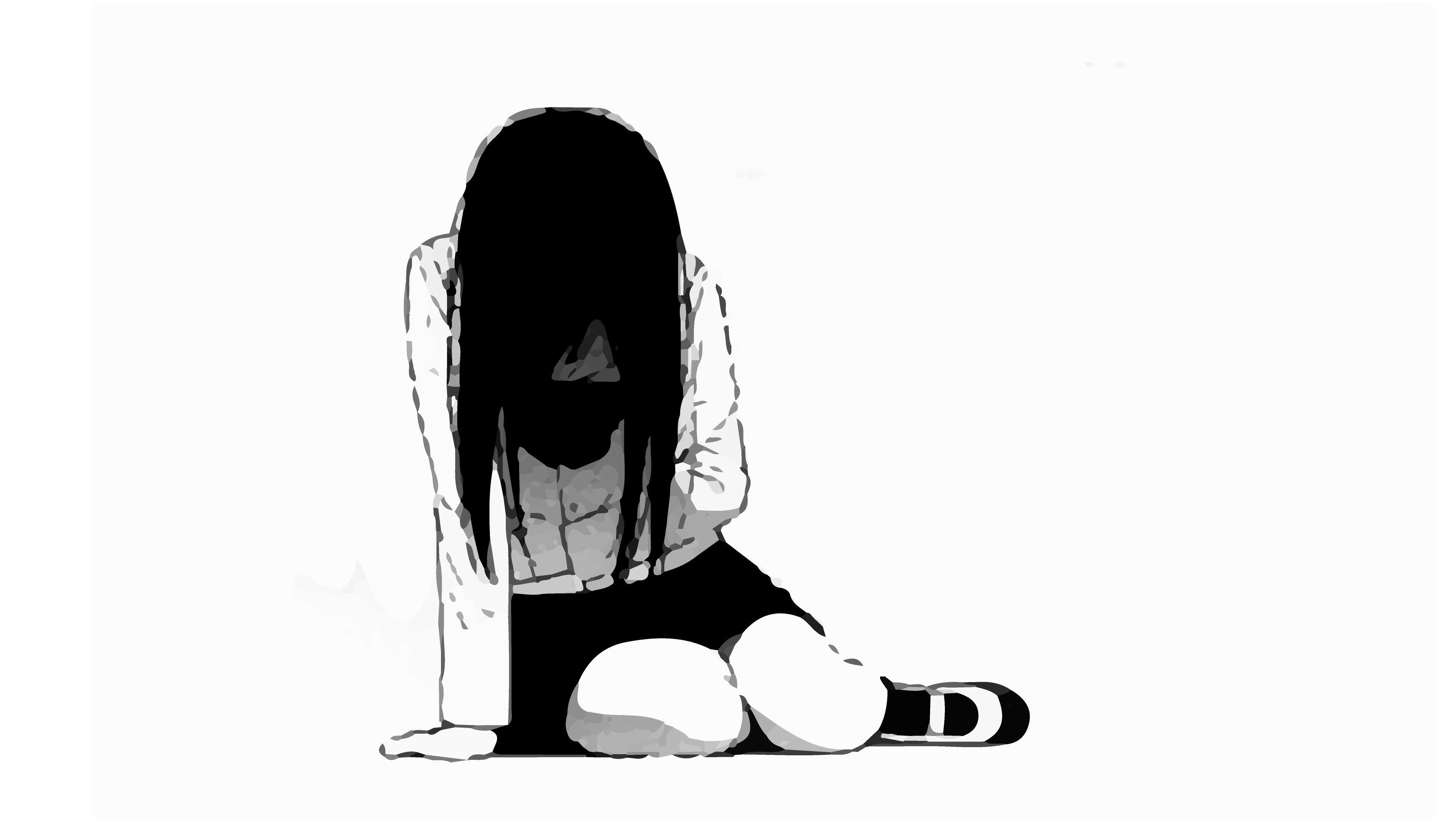 Sad Anime Girl Sitting Alone