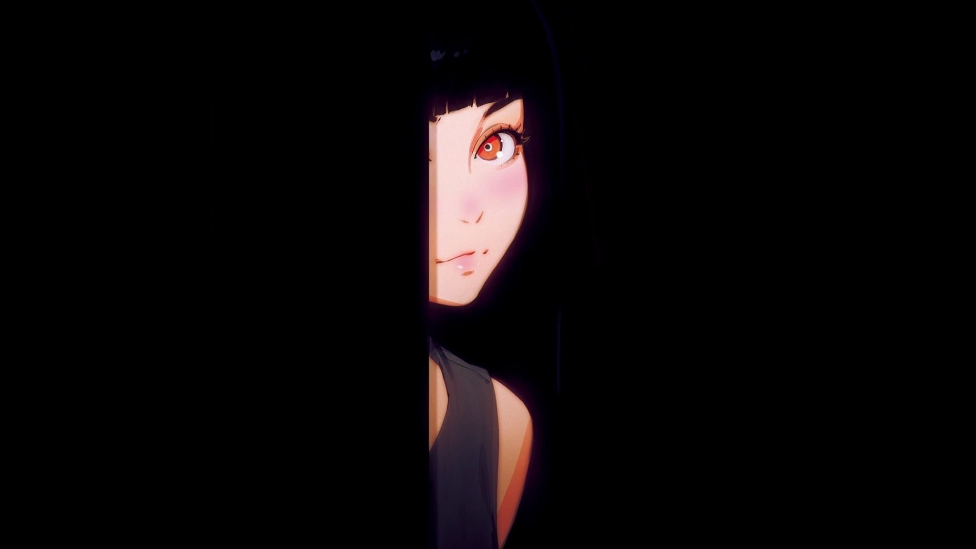 Download 1920x1080 wallpaper anime girl, original, dark, minimal