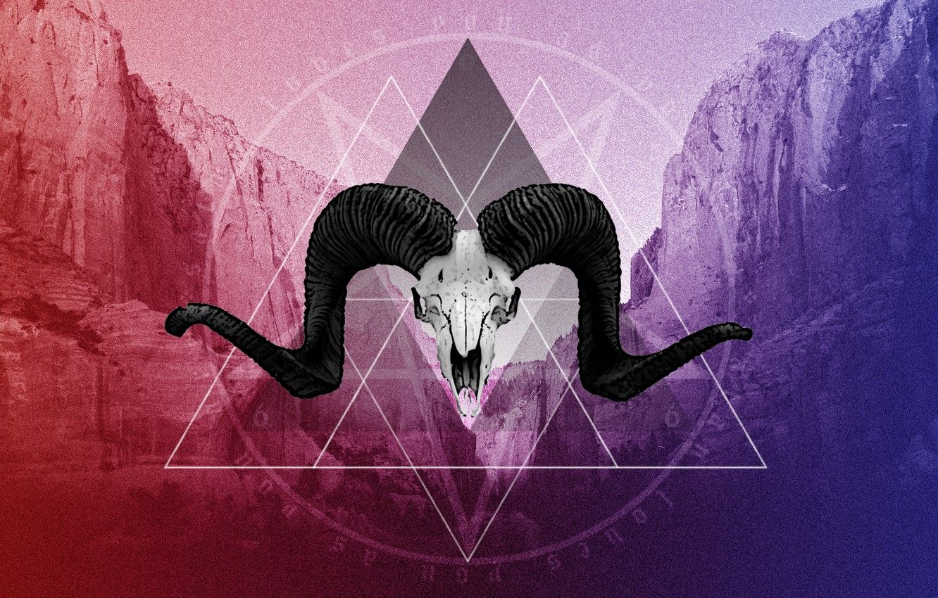 Wallpaper love, pentagram, triangle, goat, satan image