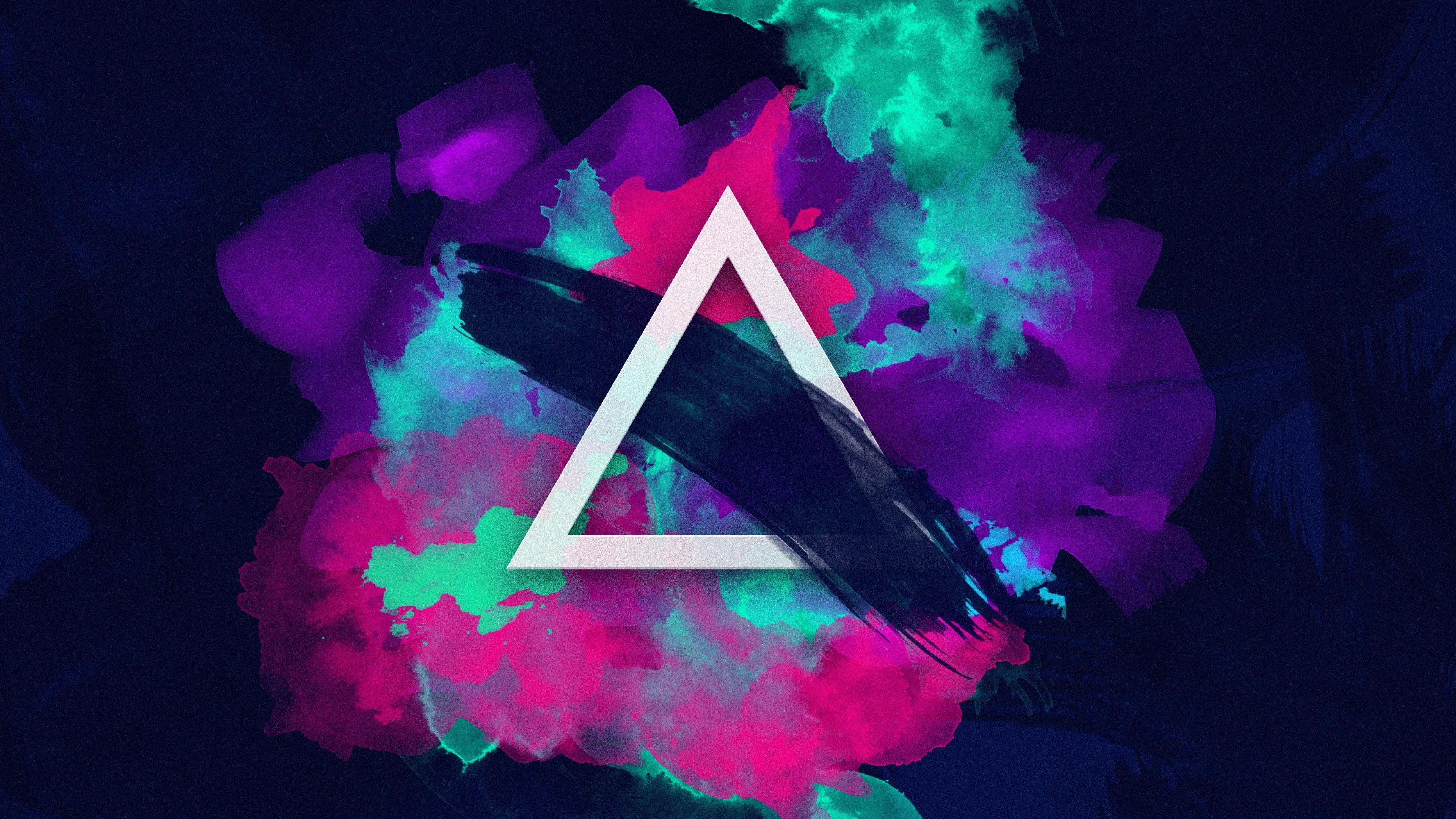 Wallpaper Triangle, Paint, Colorful, Neon, HD, Abstract
