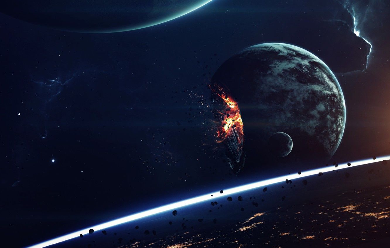 Wallpaper Cosmos, Asteroids, Apocalypse, The end, Planet, Shards