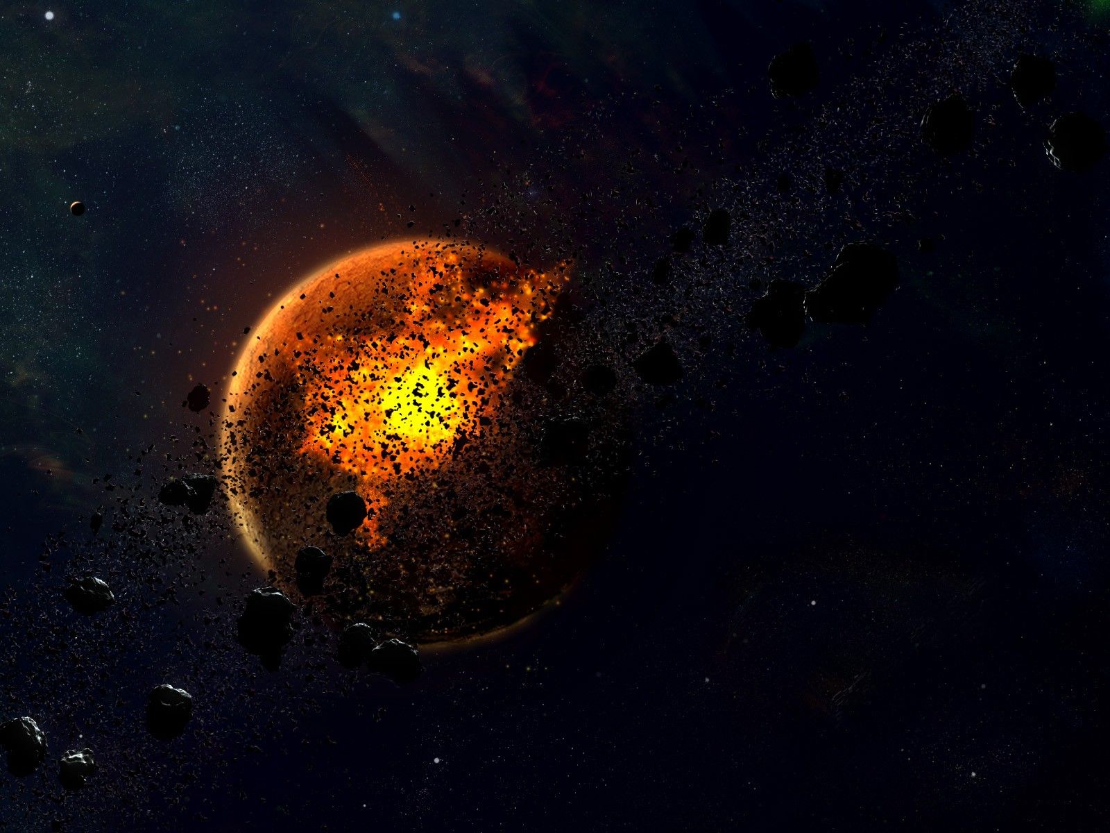 Download 1600x1200 Wallpaper belt of asteroid from dying planet HD