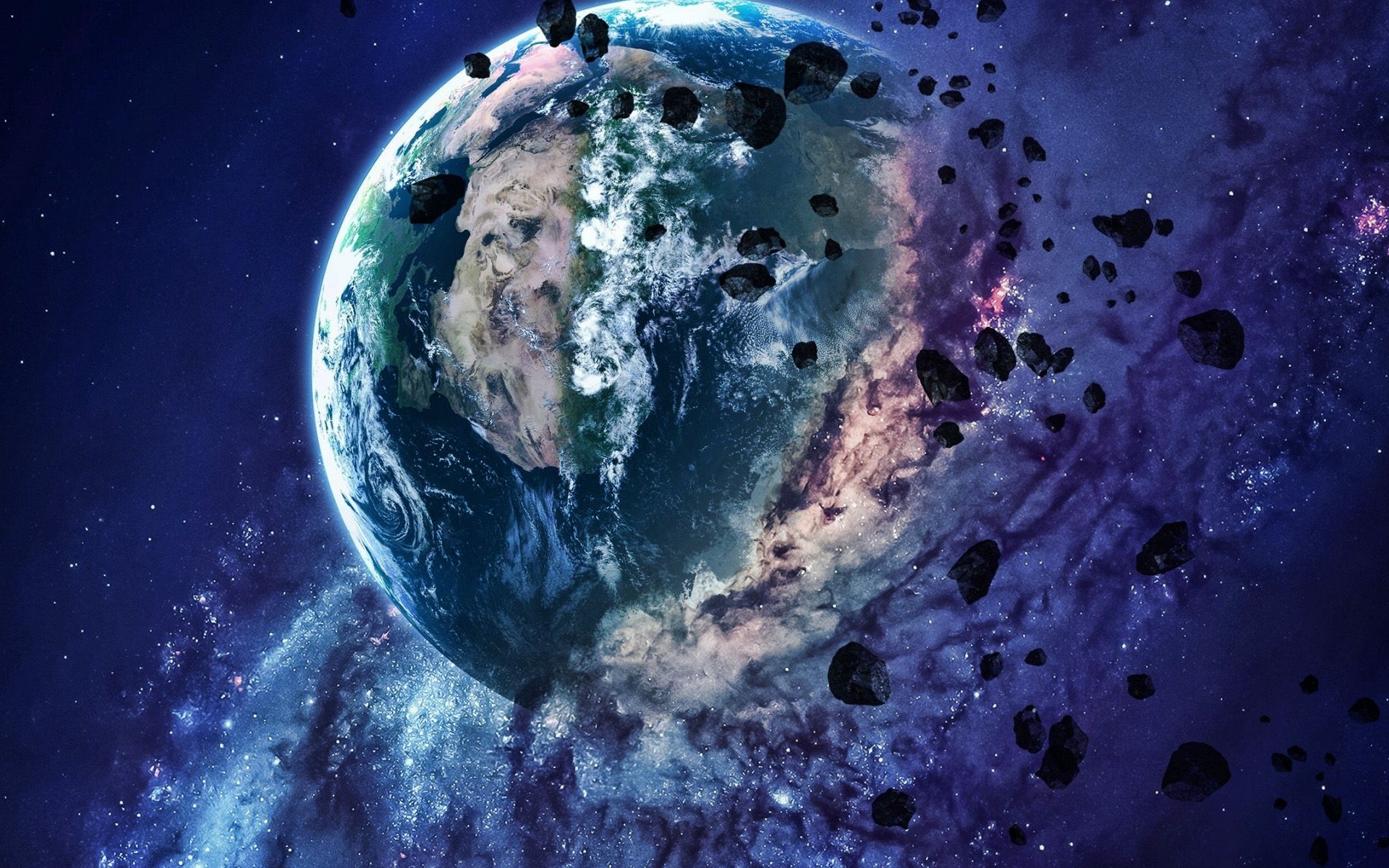 Download wallpaper Explosion of Earth, Apocalypse, destruction