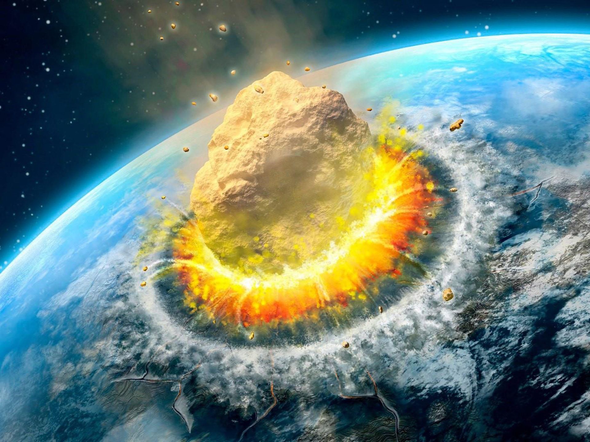 Asteroid Impact Falling Asteroid On Earth Ultra HD Background