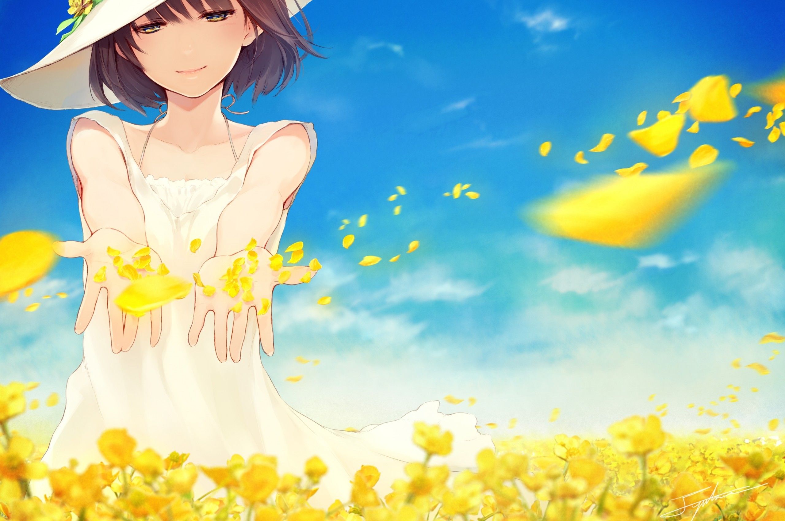 Download 2560x1700 Anime Girl, Summer, Light Dress Wallpaper