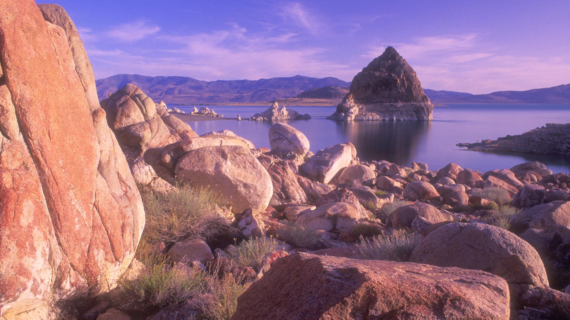 Nevada, pyramid, shores, lake, rocky, scenery, desktop