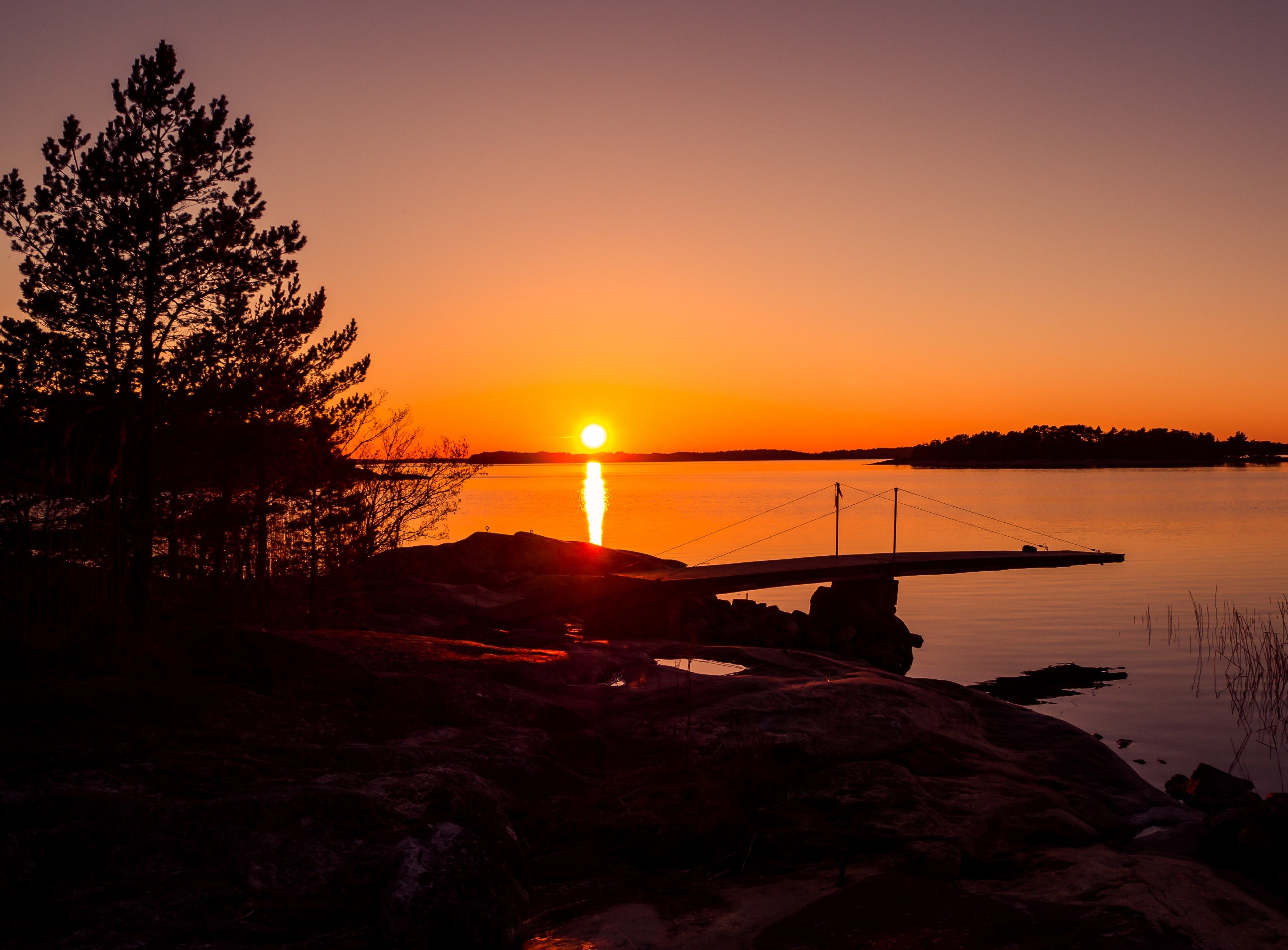 sun is going down at my friends summer cottage 4k wallpaper