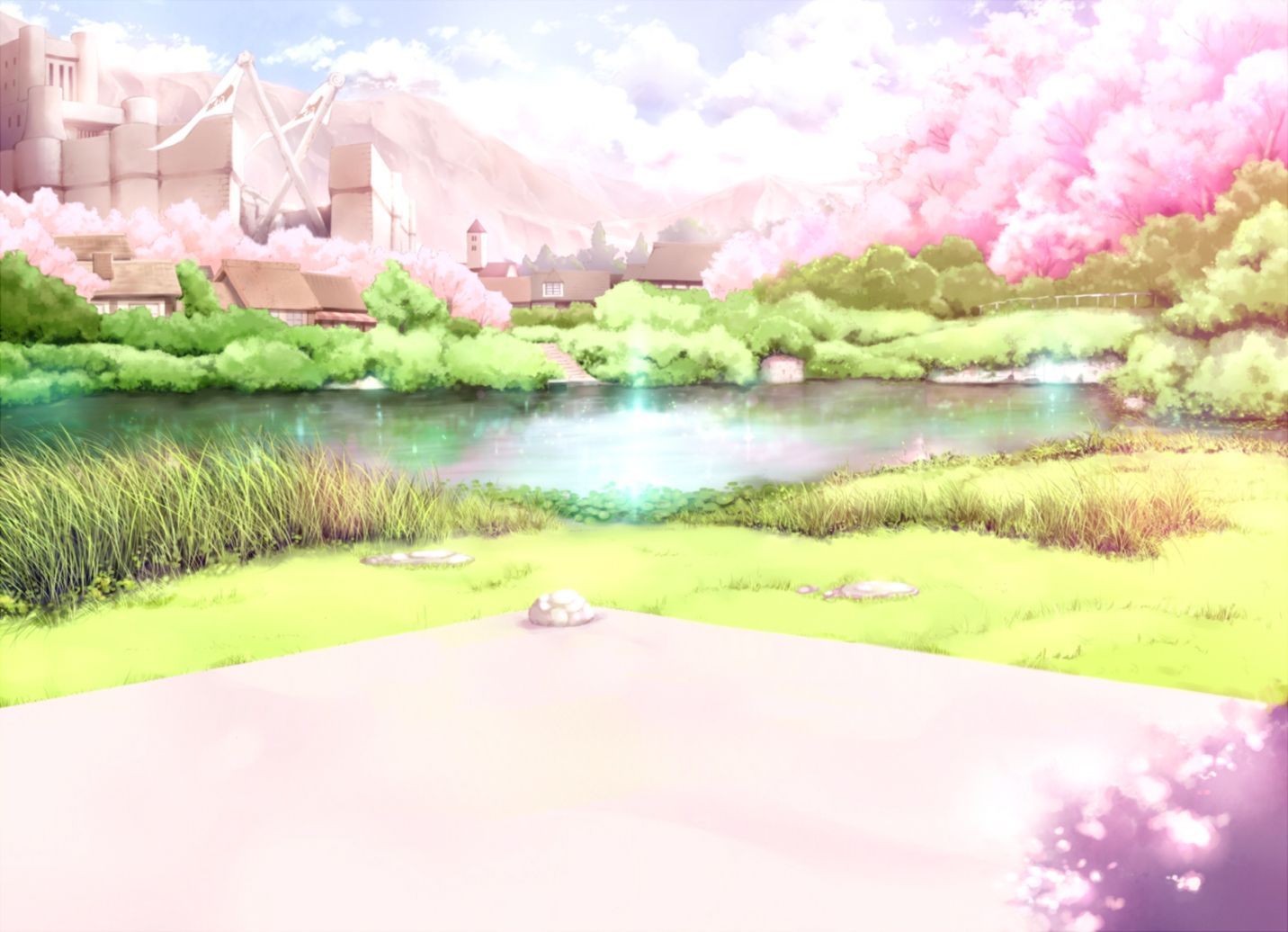 Anime Cherry Blossoms Landscape Wallpapers Hd Desktop