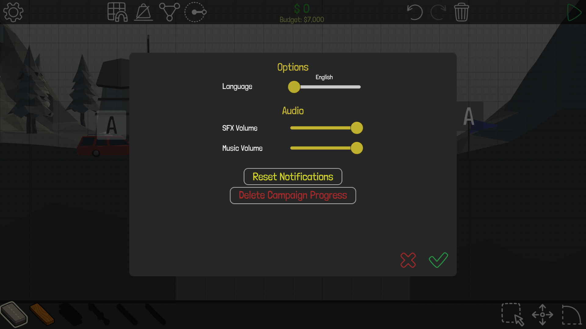 Poly bridge has a slider for selecting language