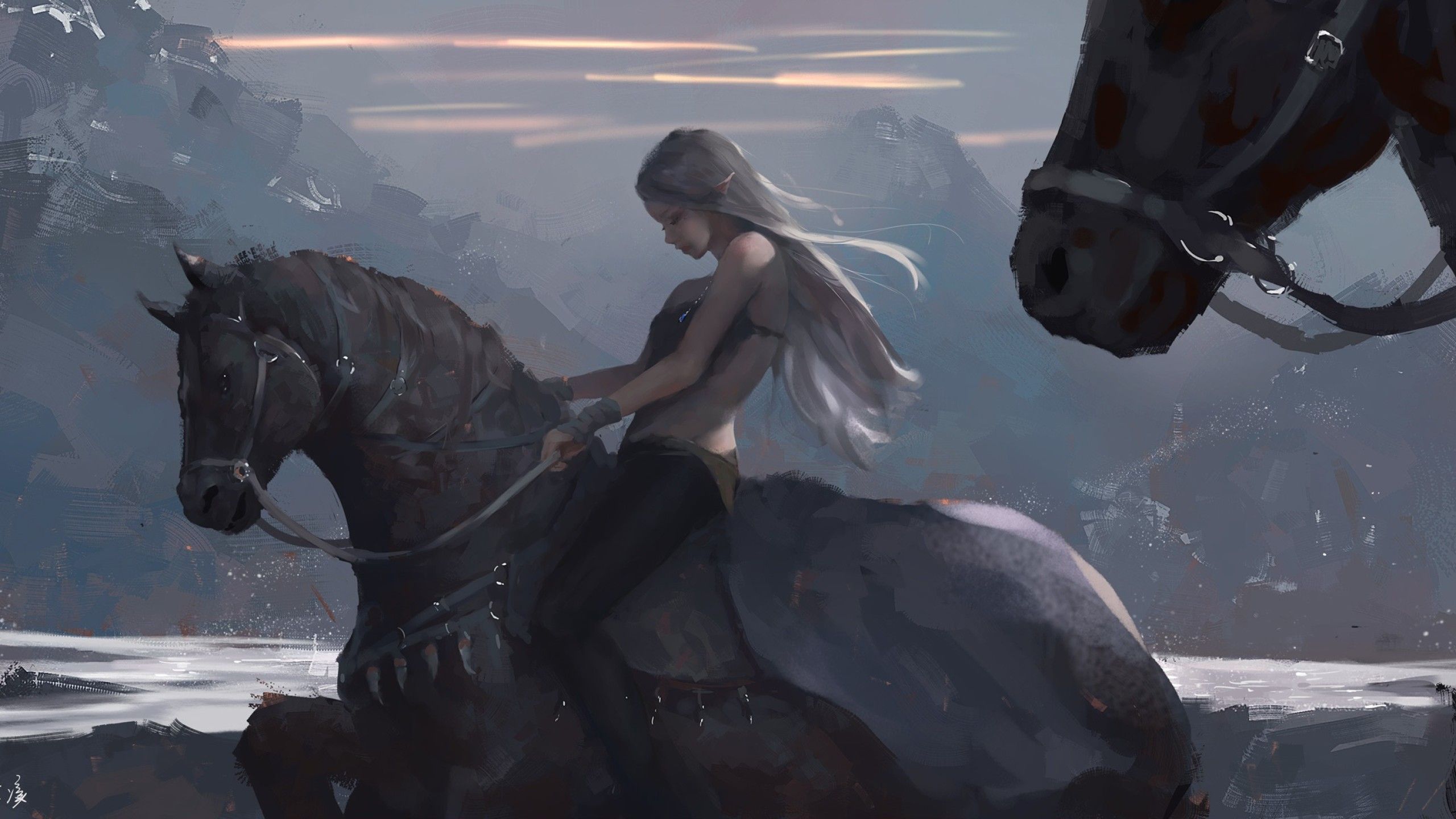 Long Hair Girl On Horse By Wlop 1440P Resolution HD 4k
