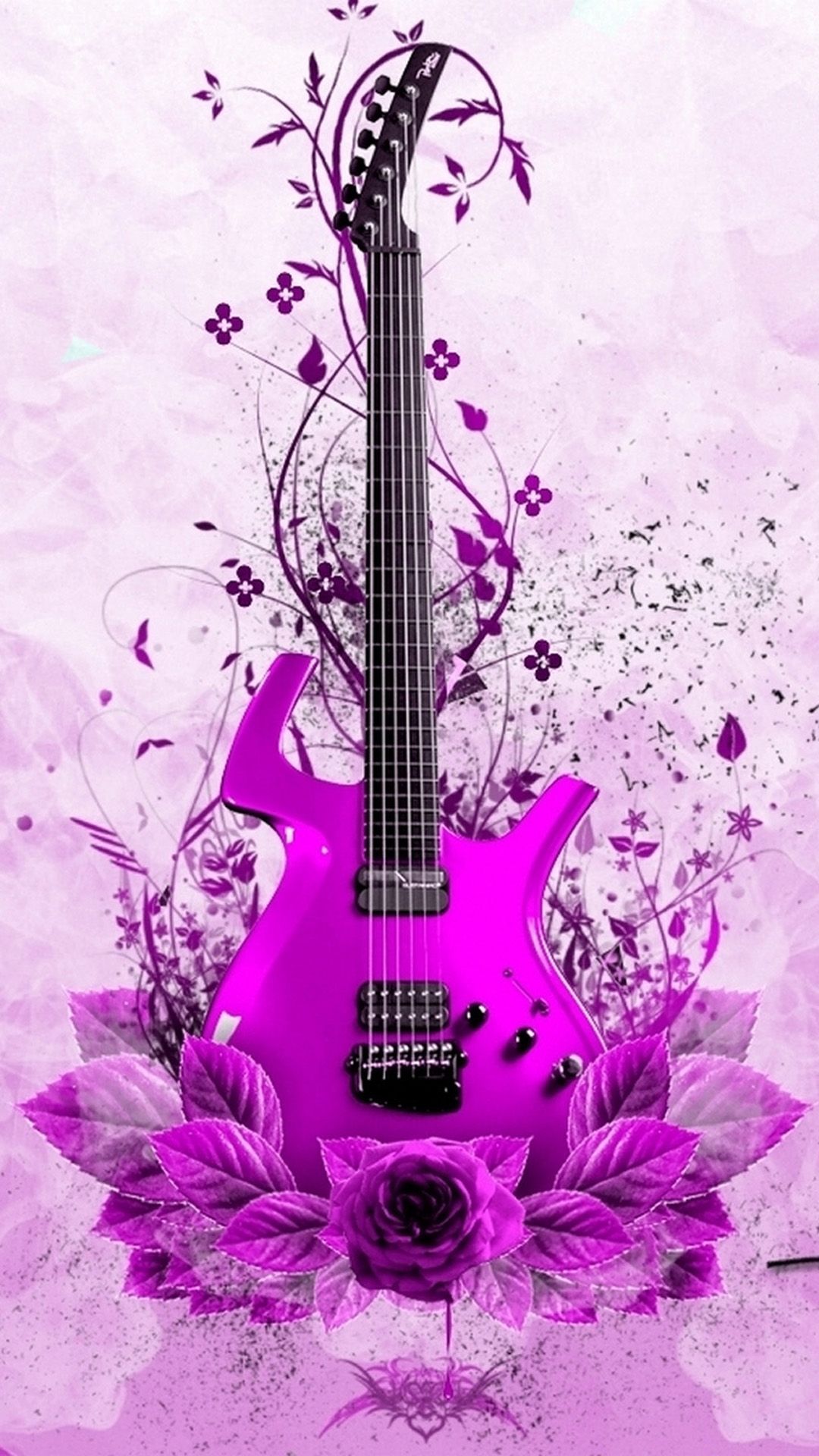 Abstract Music Guitar Instrument iPhone 8 Wallpaper. Pink guitar