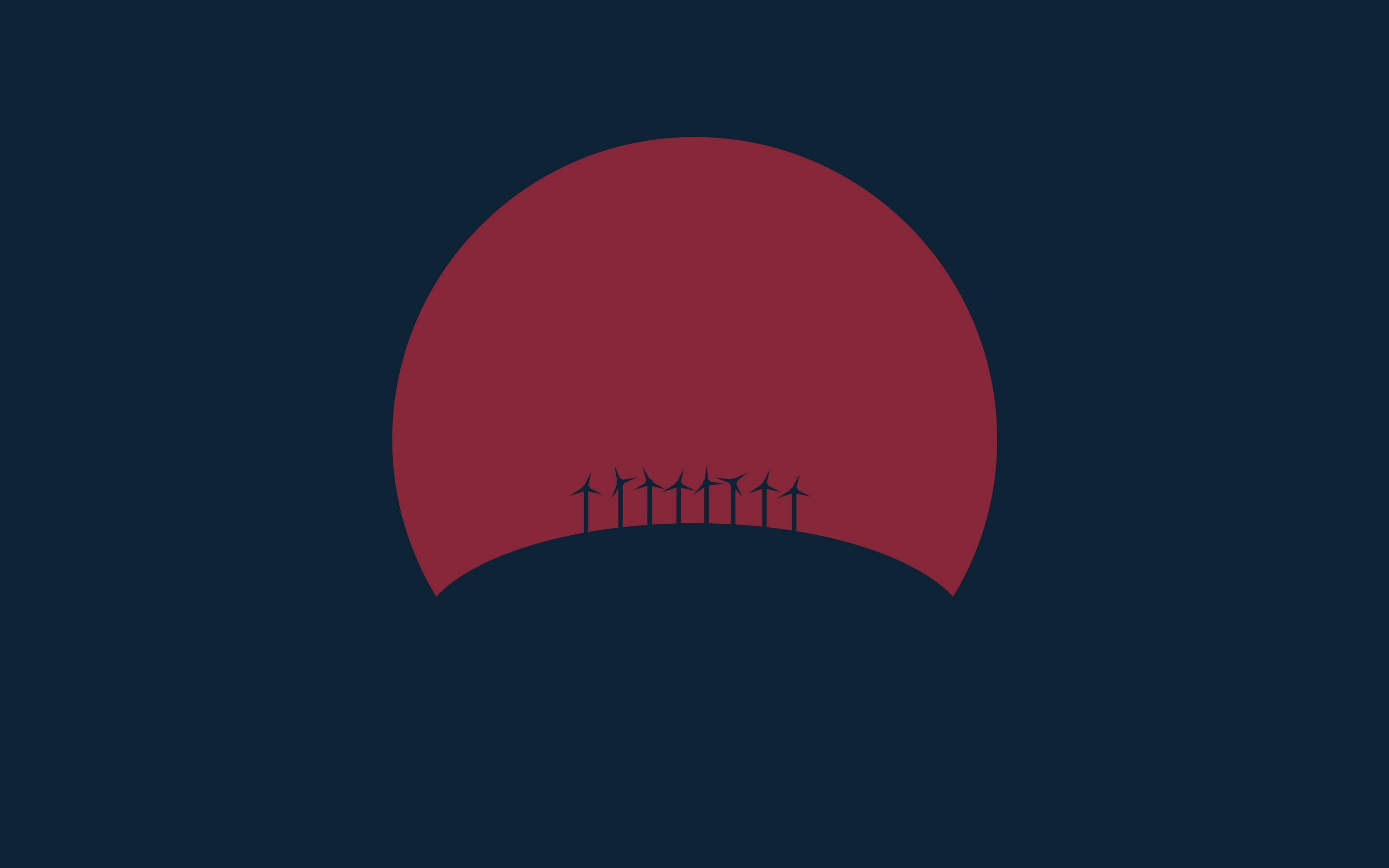 minimalism, Abstract, Sun, Red, Windmill Wallpaper HD / Desktop