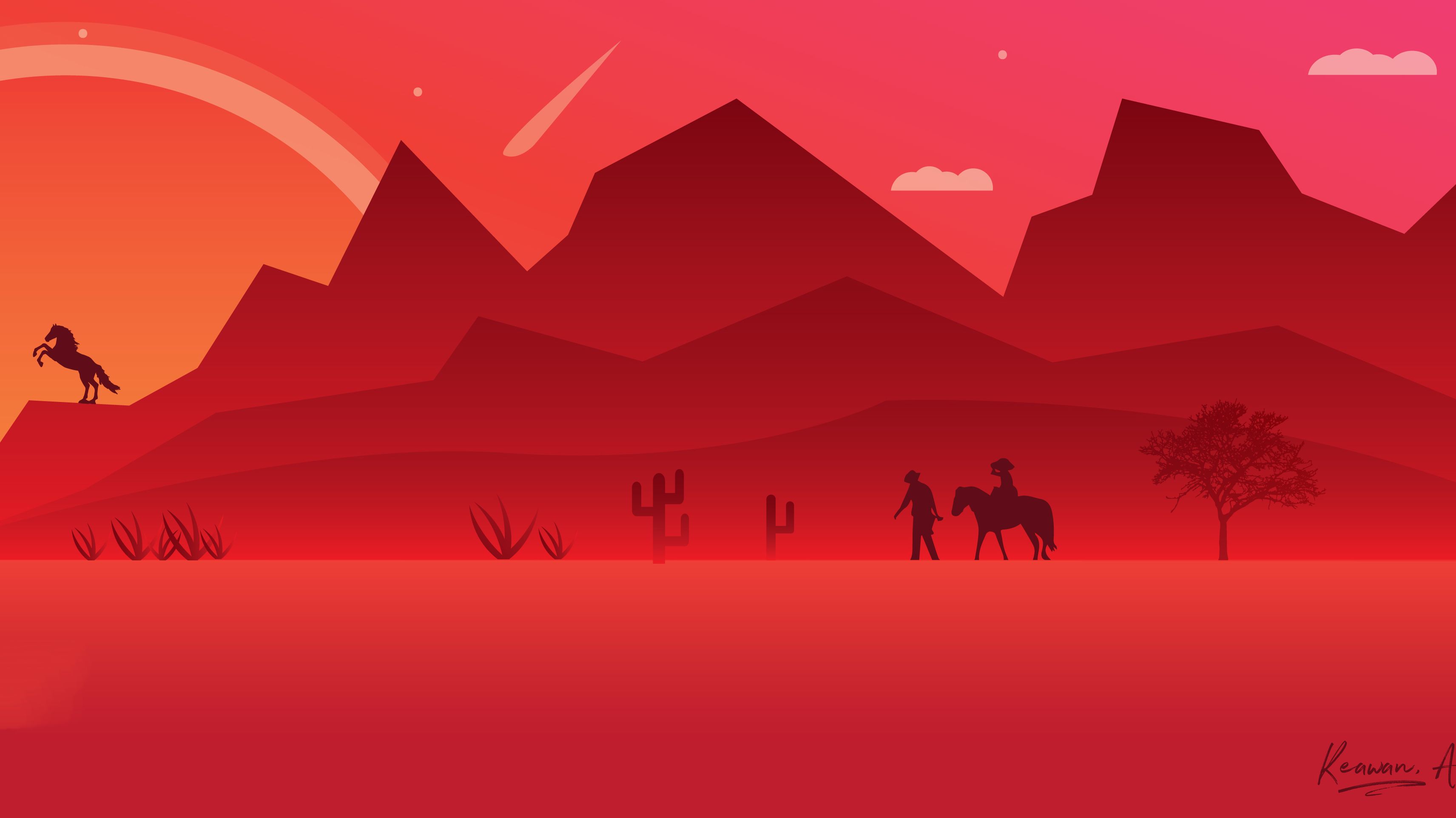 Sunset red minimalist 4K wallpaper download