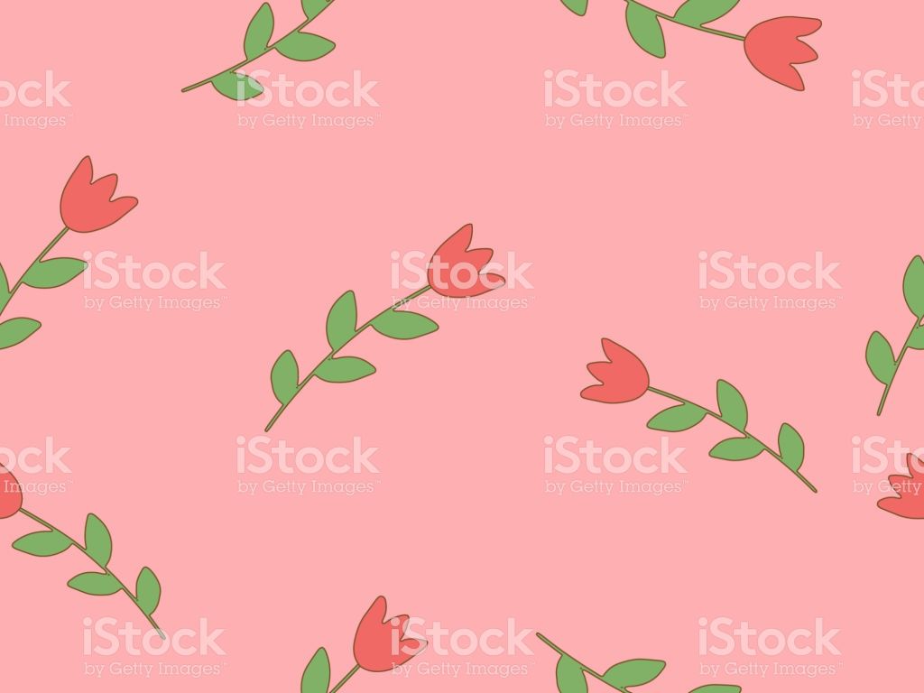 Cute And Sweet Vector Art Seamless Pattern With Pink Flower