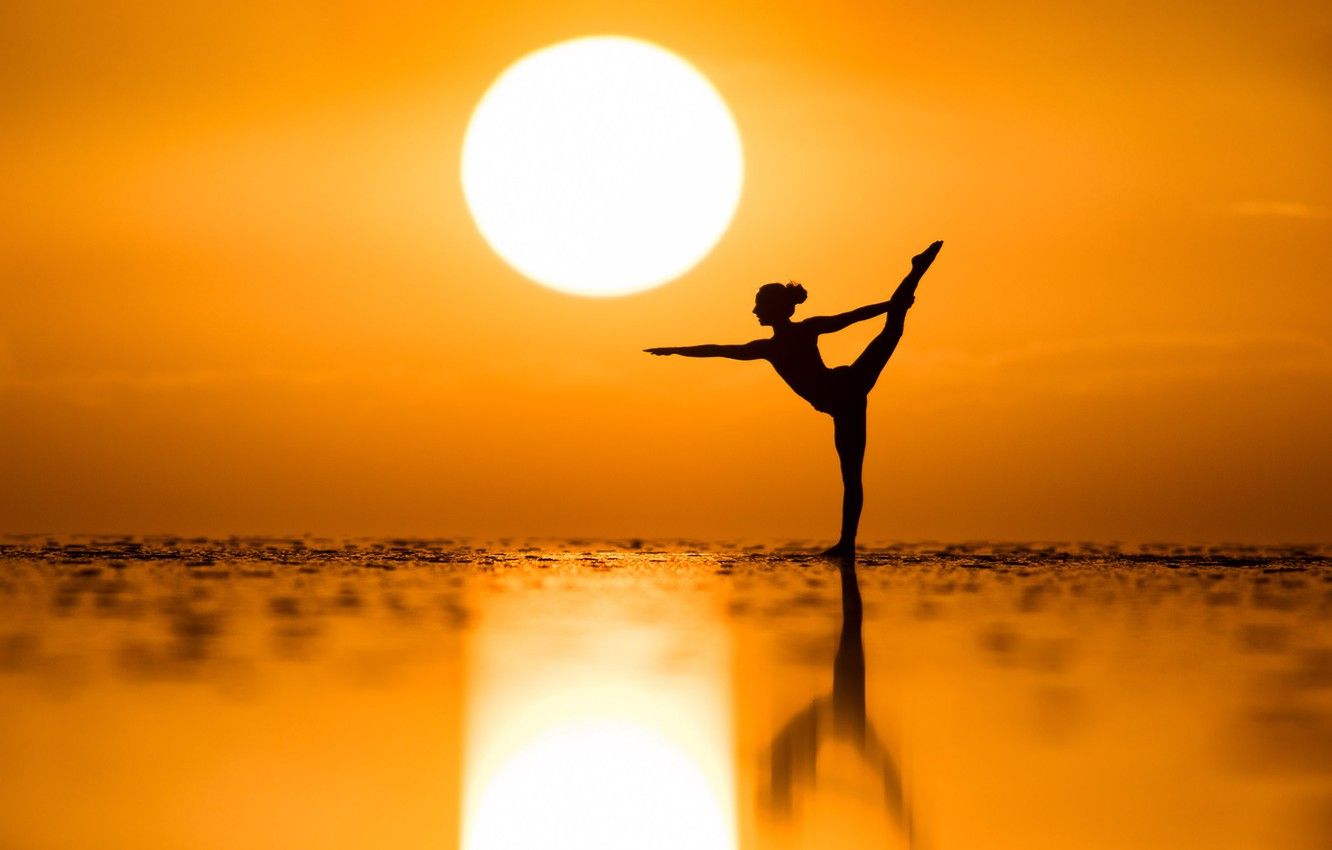 Wallpaper sea, the sun, sunset, mood, dance, Kim Henry image