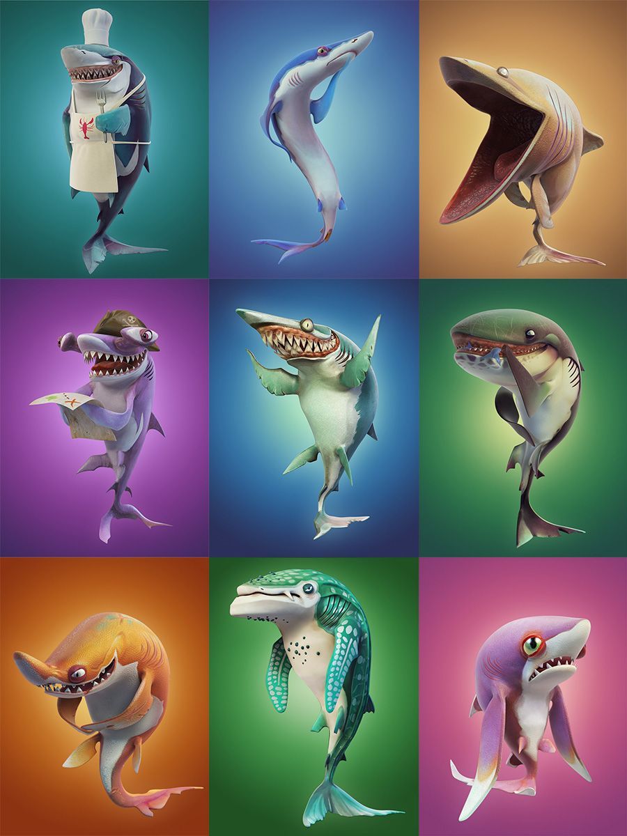 Hungry Shark World Character Renders