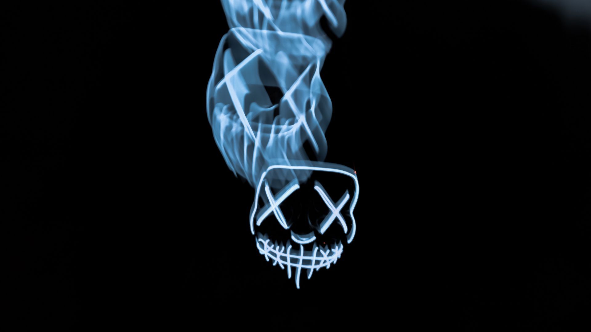 Download wallpaper 1920x1080 mask, neon, long exposure, light