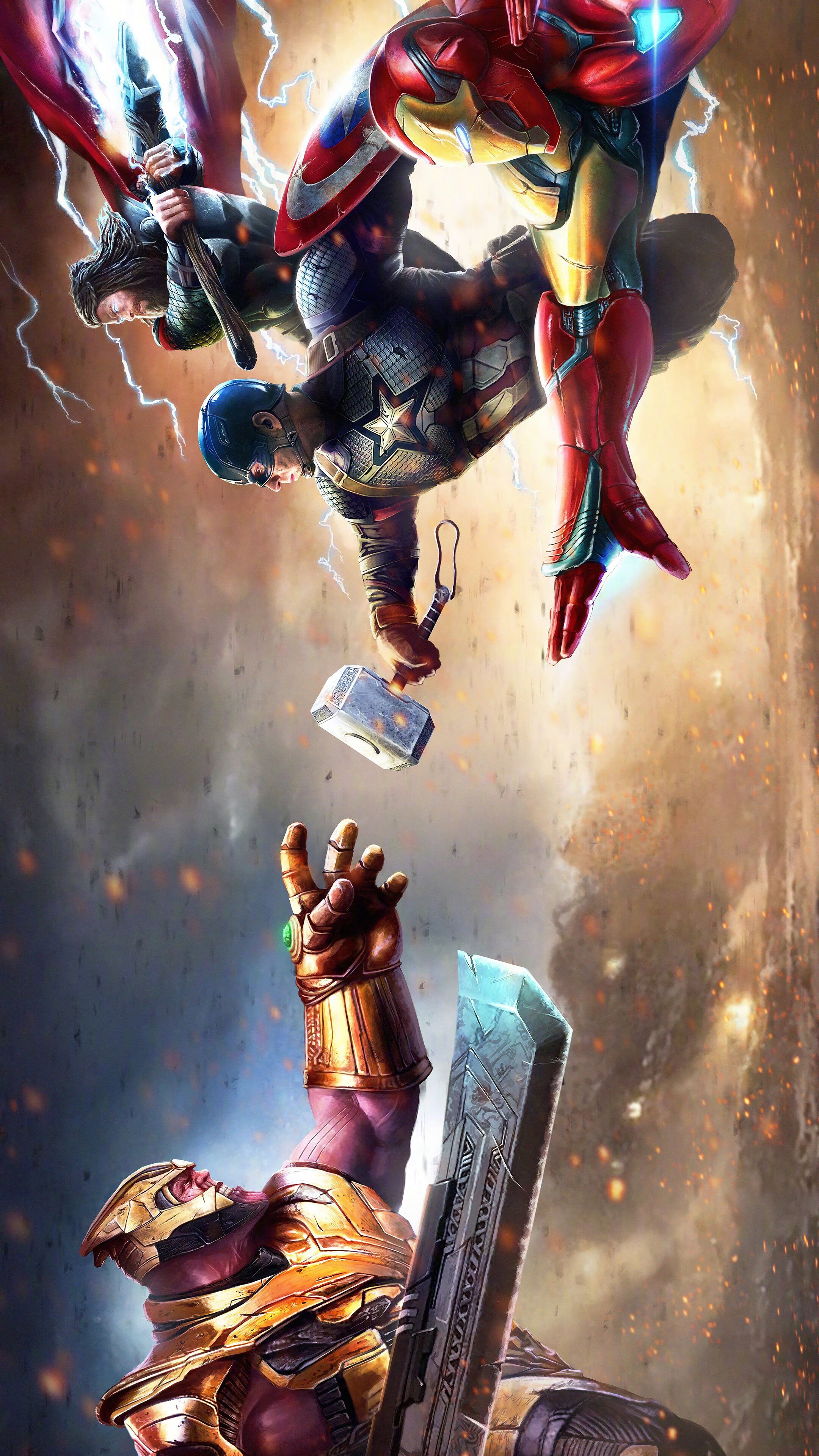 Thanos vs. Iron Man, Captain America, Thor, Avengers Endgame phone HD Wallpaper, Image, Background, Photo and Picture