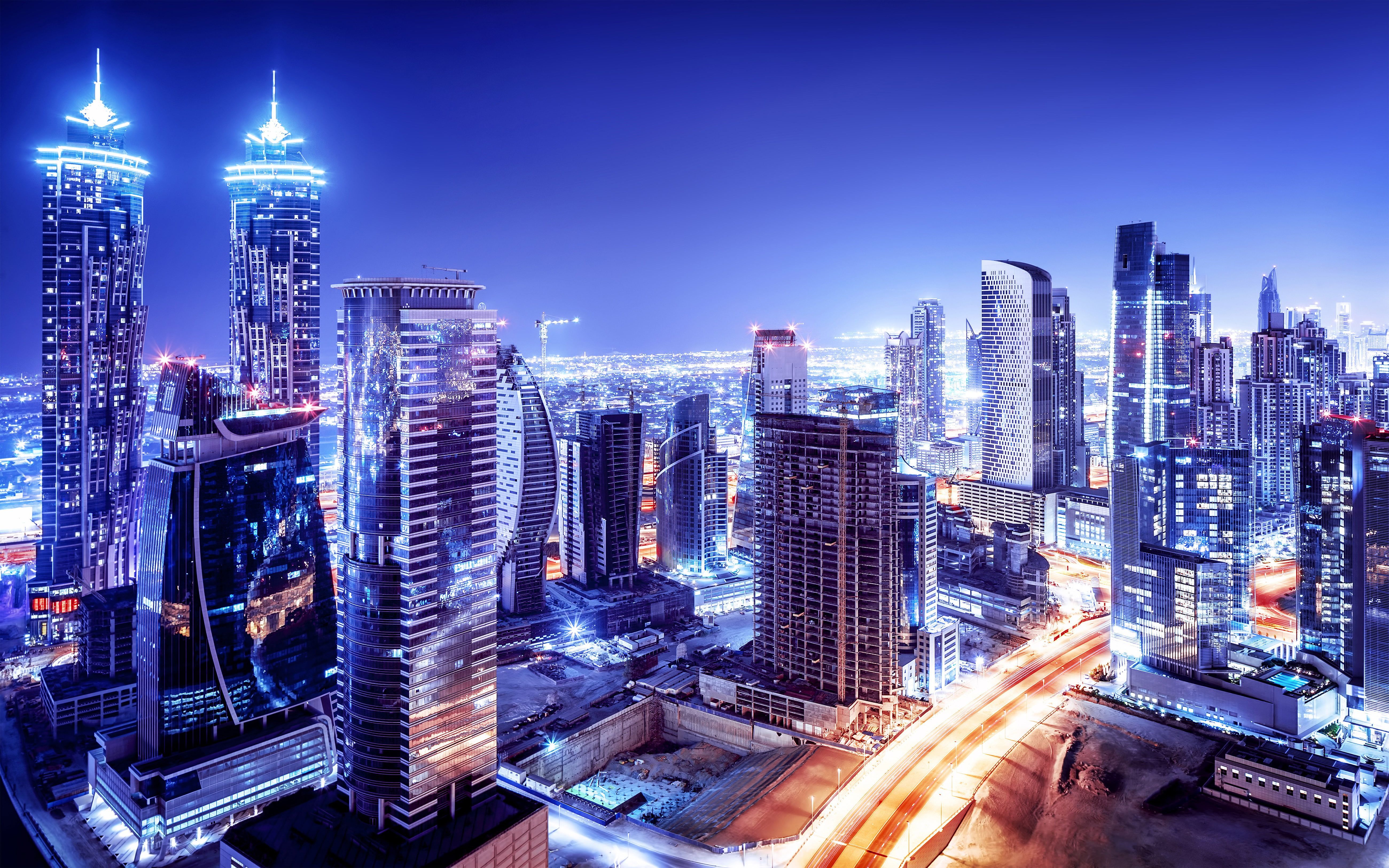 United Arab Emirates Dubai Downtown Night The Scenario Beautiful