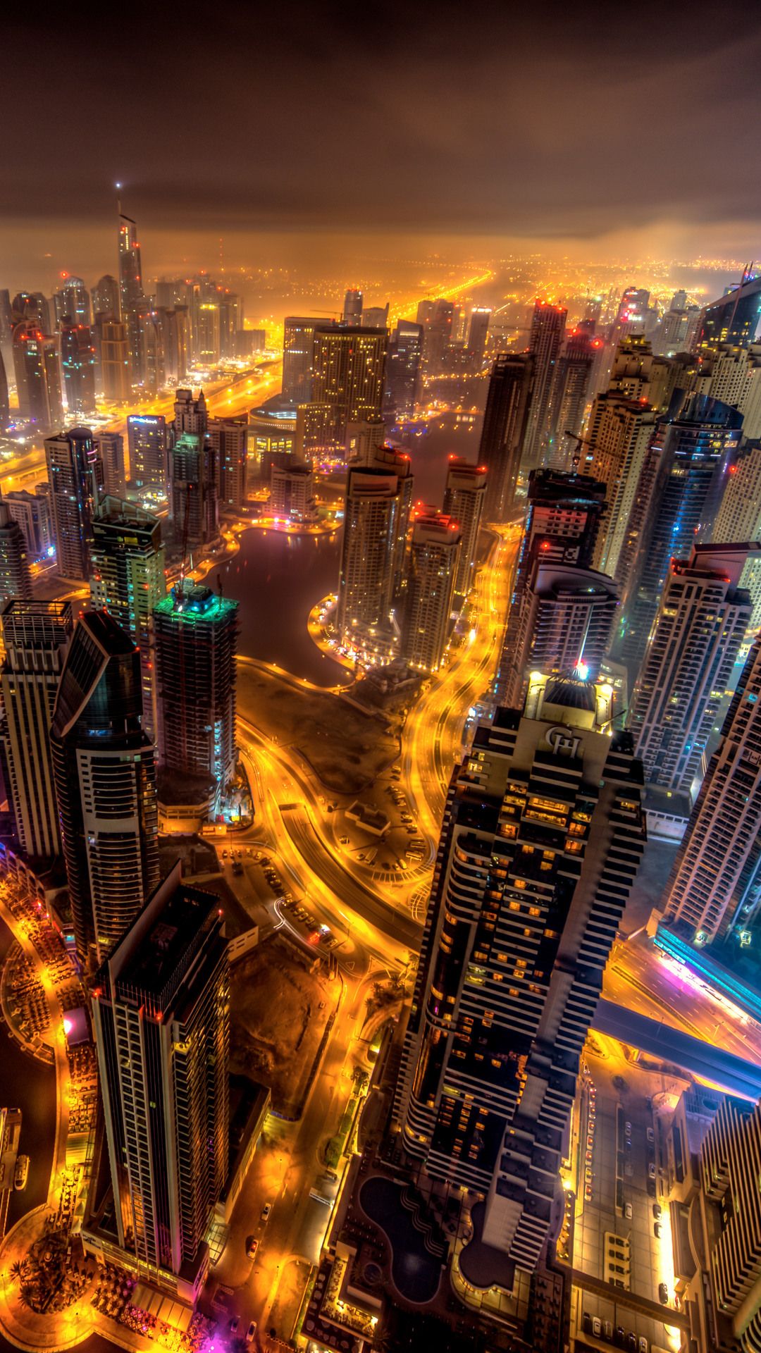 Dubai Buildings Night Lights