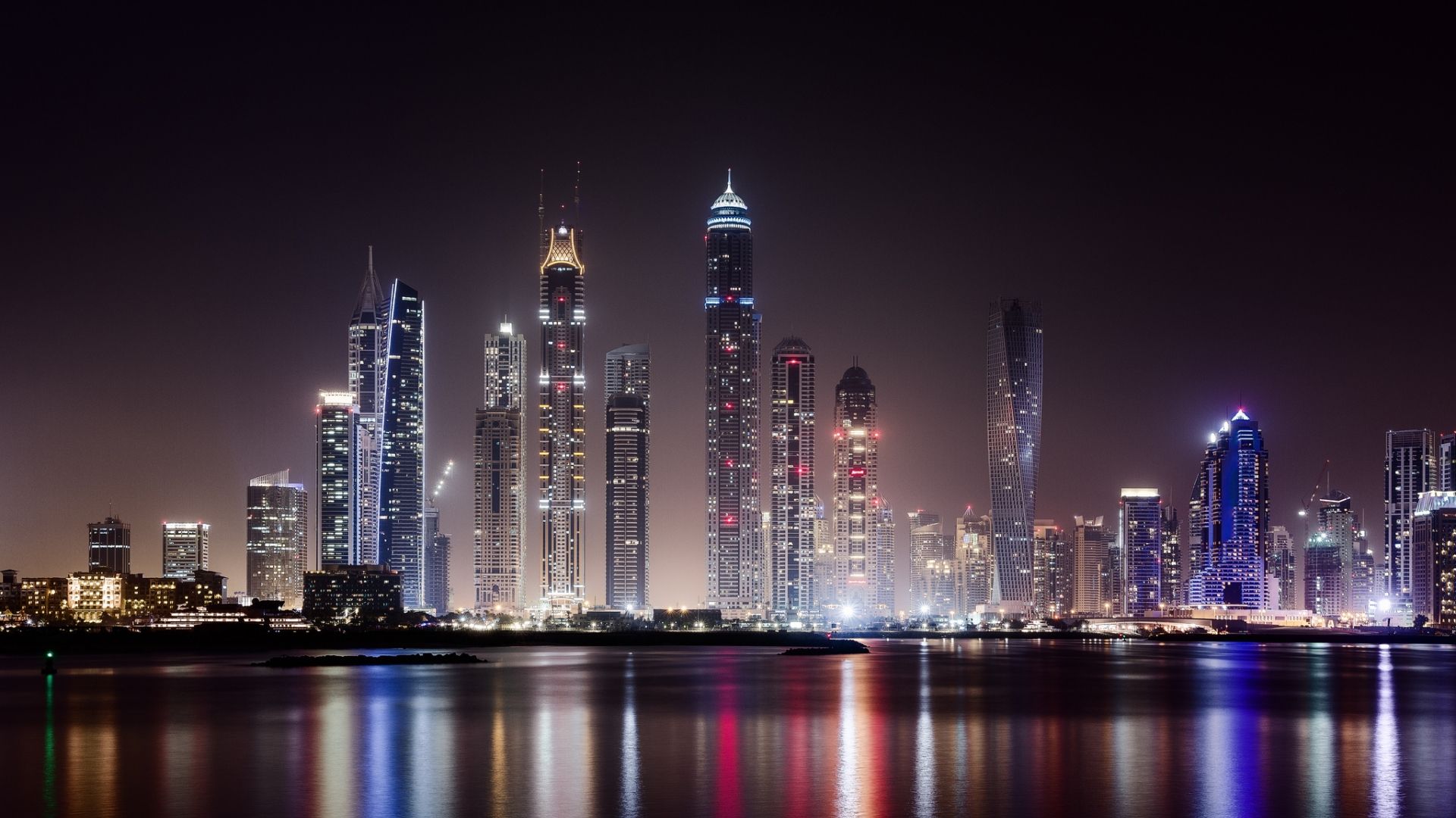 Free download city Dubai city night wallpaper HD skyscraper lights