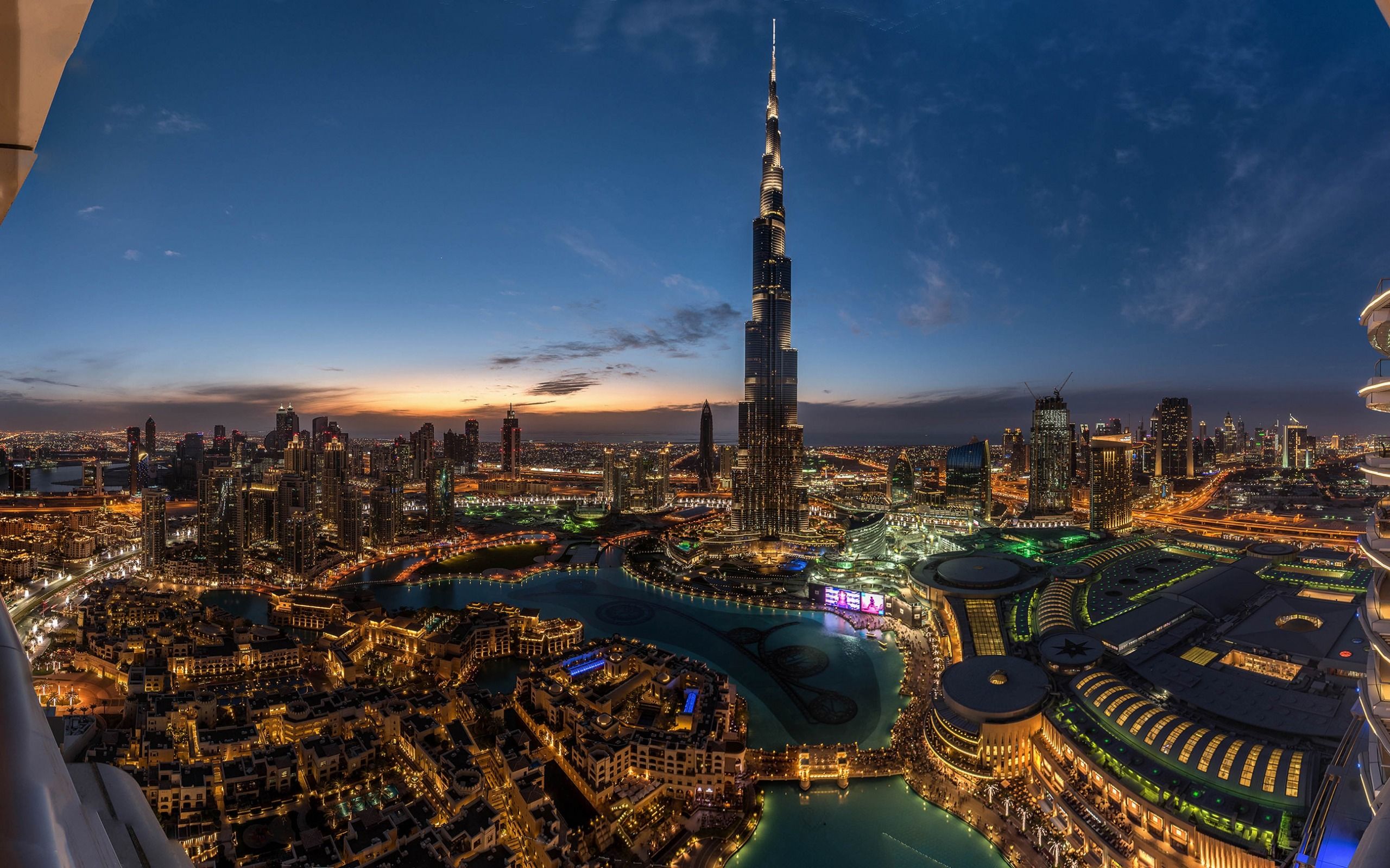Download wallpaper Burj Khalifa, Dubai, fountains, modern