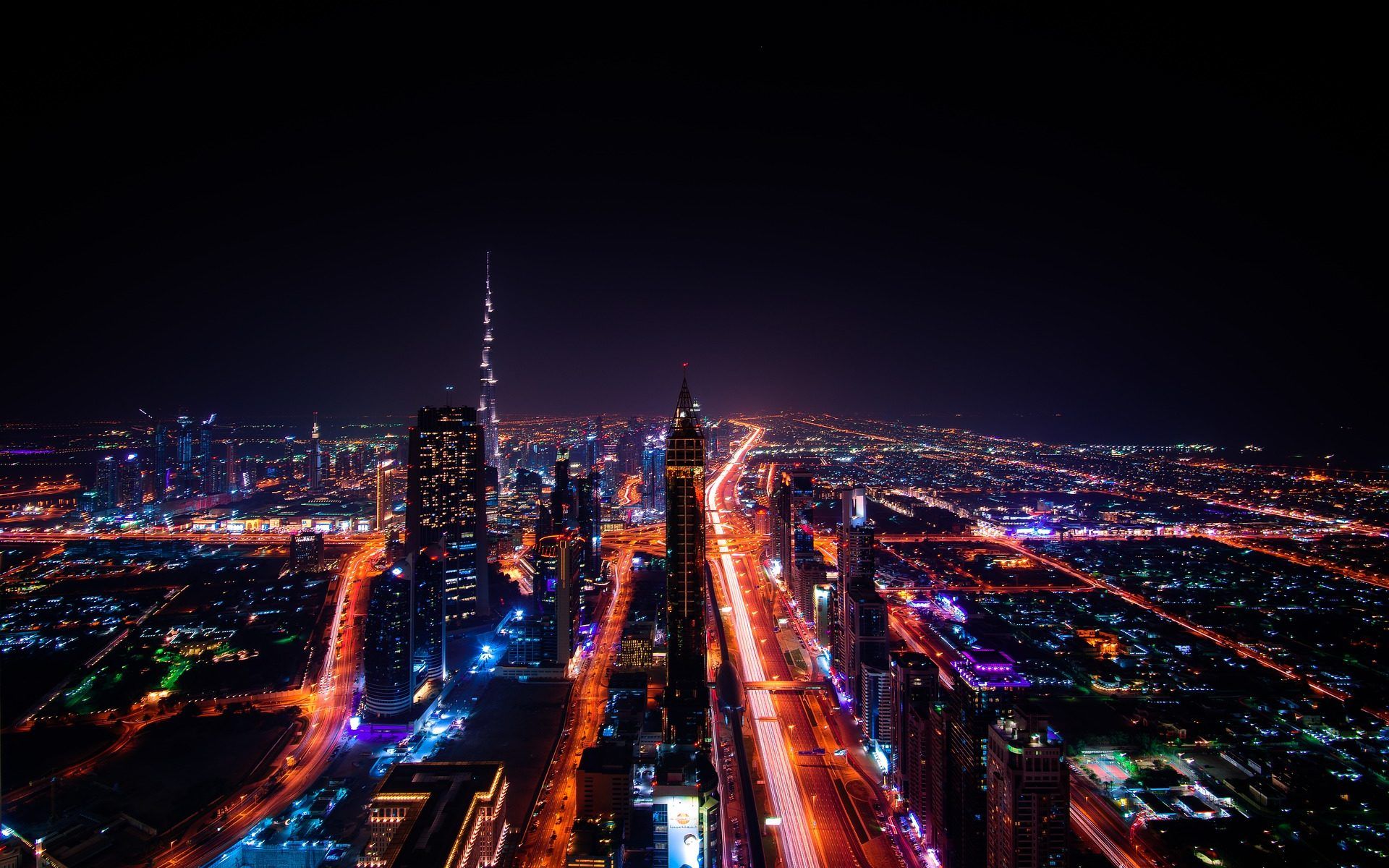 Dubai Skyscraper City Lights Cityscape Emirates Desktop Wallpaper